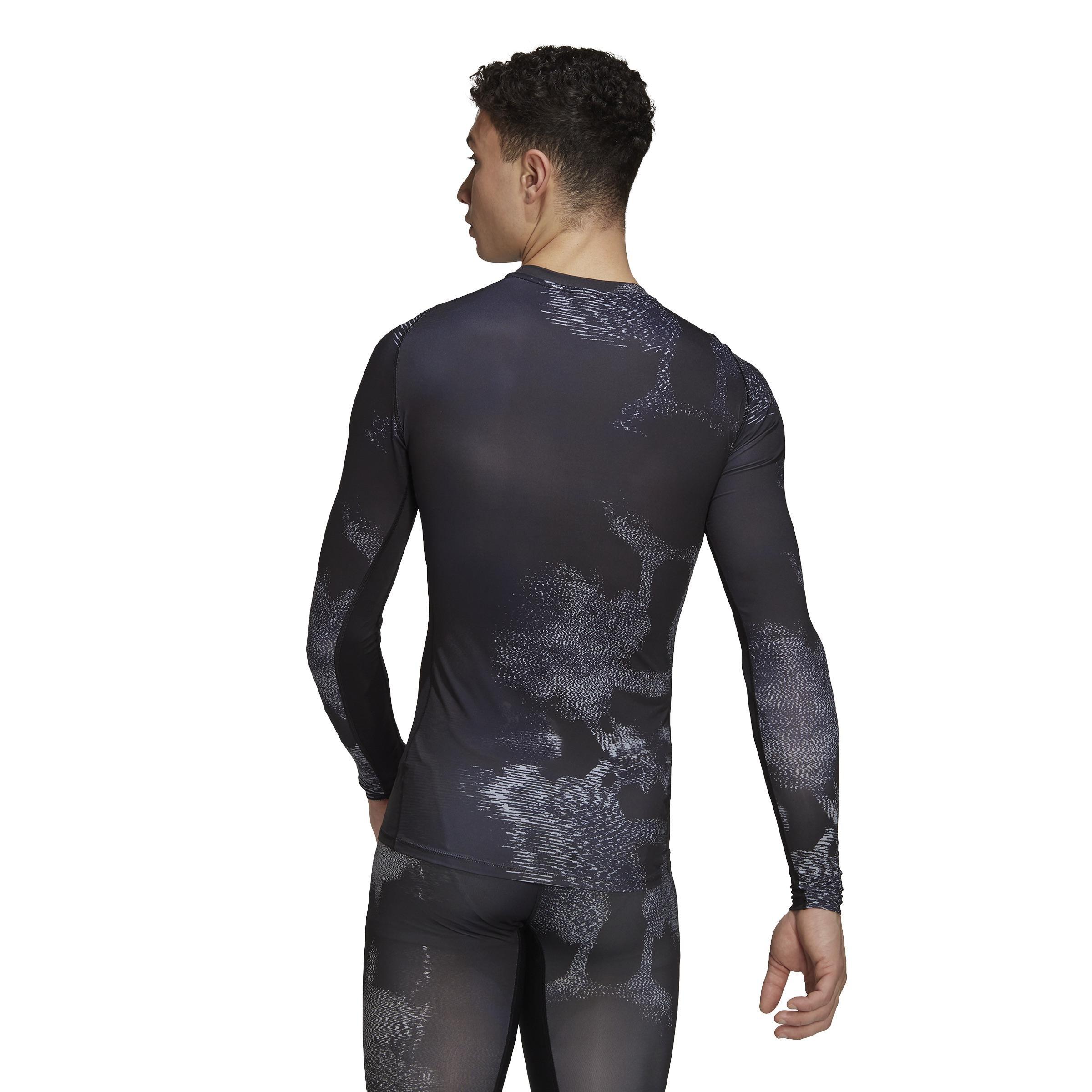 Techfit Allover Print Training Long-Sleeve Top, Multicolour, A901_ONE, large image number 3