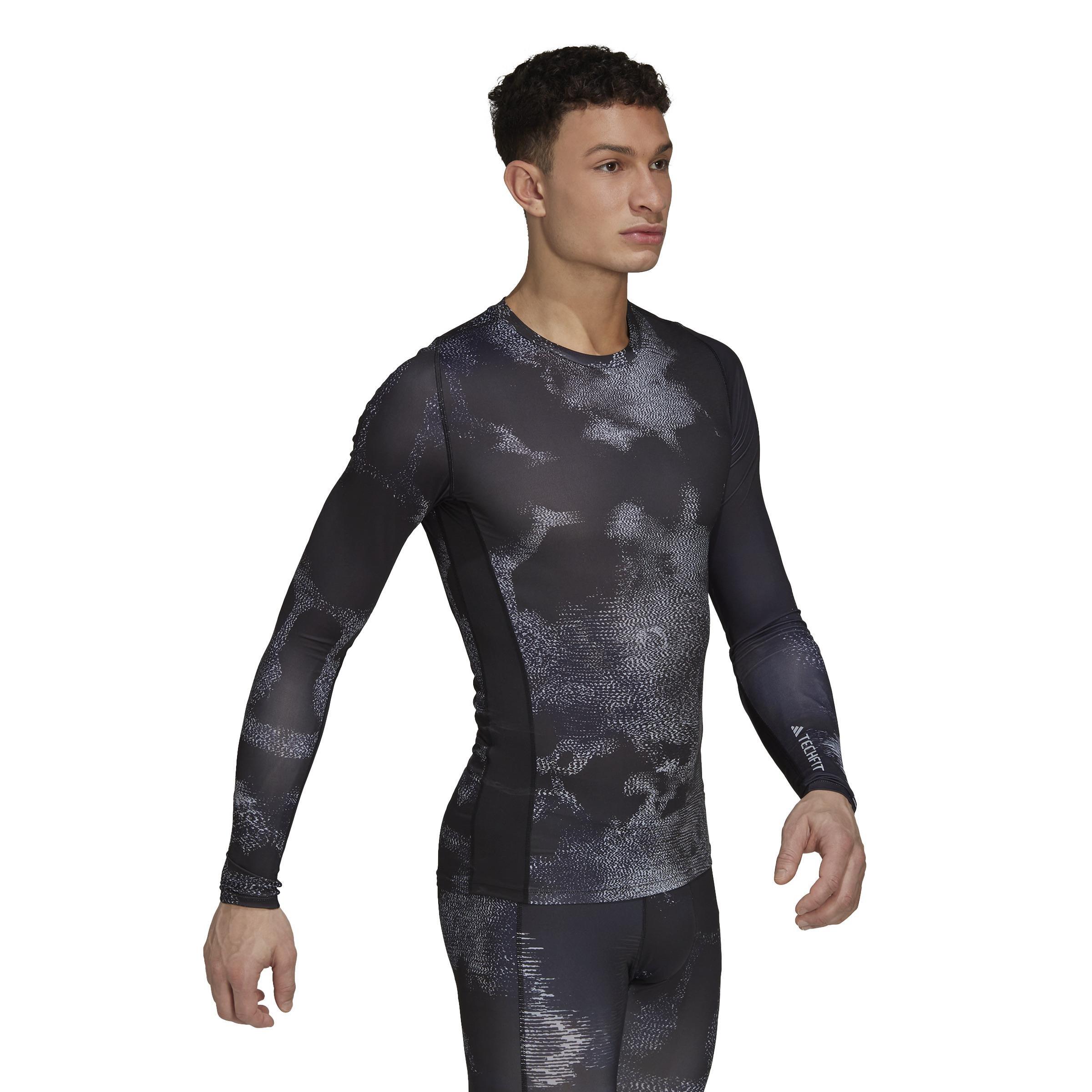 Techfit Allover Print Training Long-Sleeve Top, Multicolour, A901_ONE, large image number 8