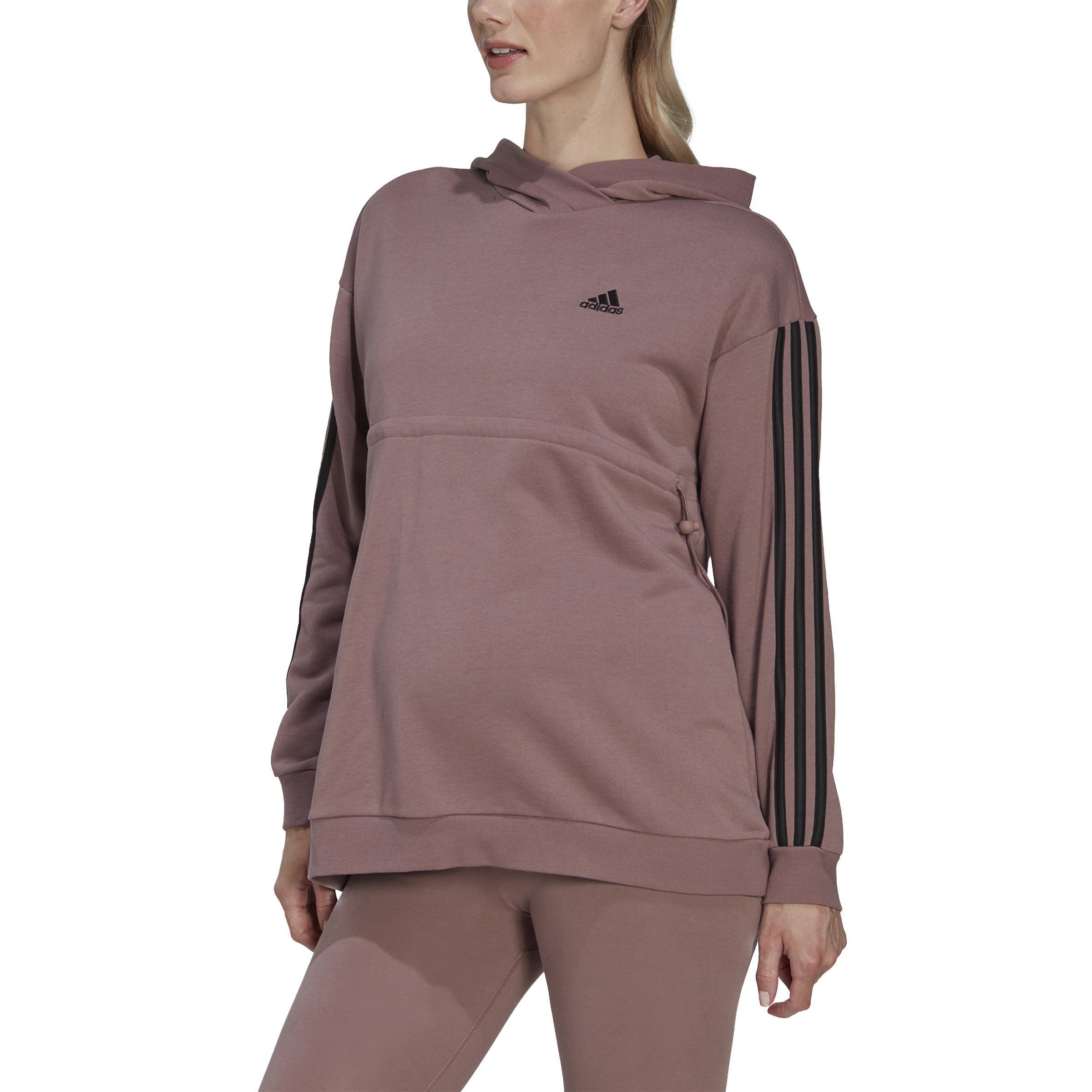 (Maternity) Essentials Cotton 3-Stripes Hoodie, Brown, A901_ONE, large image number 2