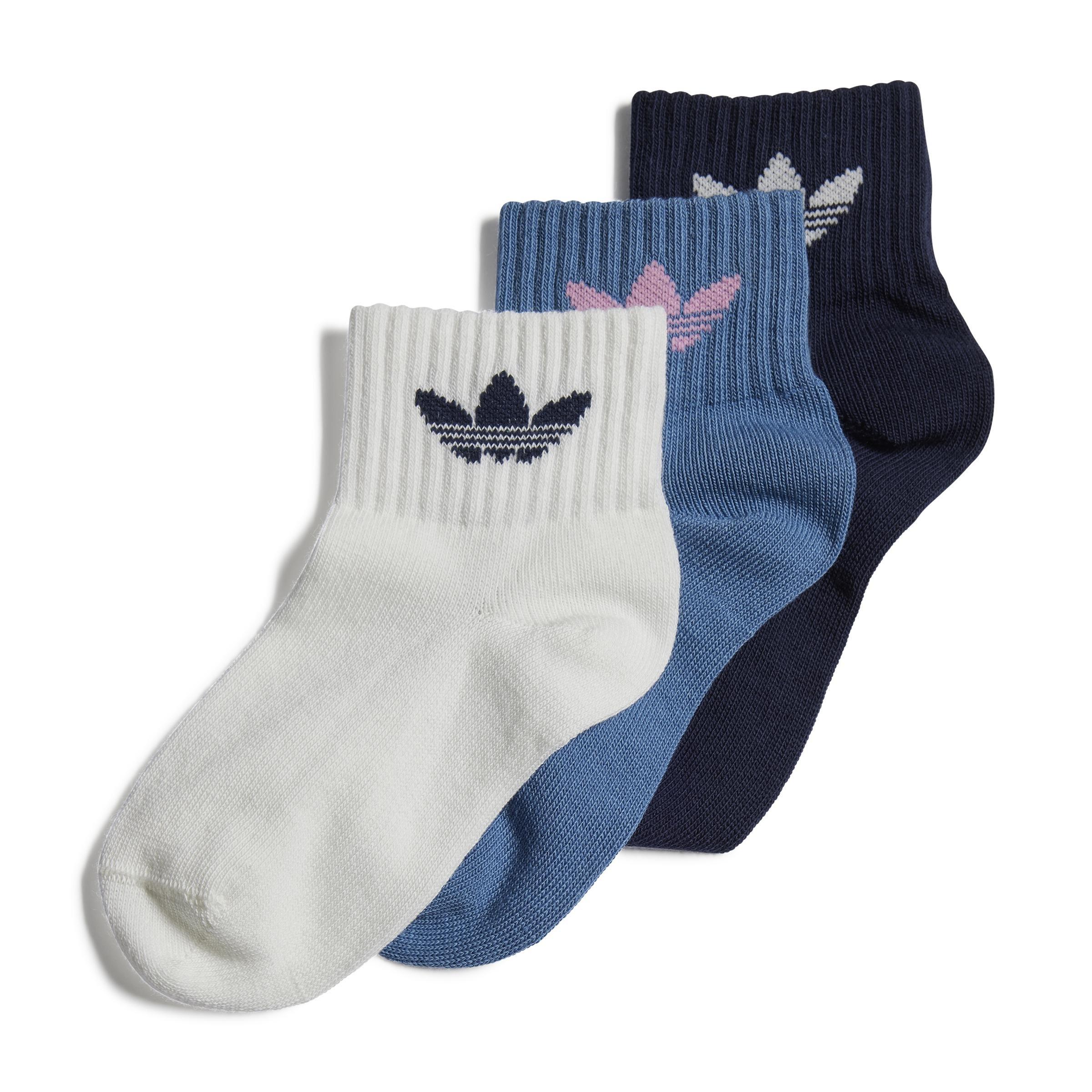 Unisex Mid-Ankle Socks 3 Pairs Off, White, A901_ONE, large image number 0