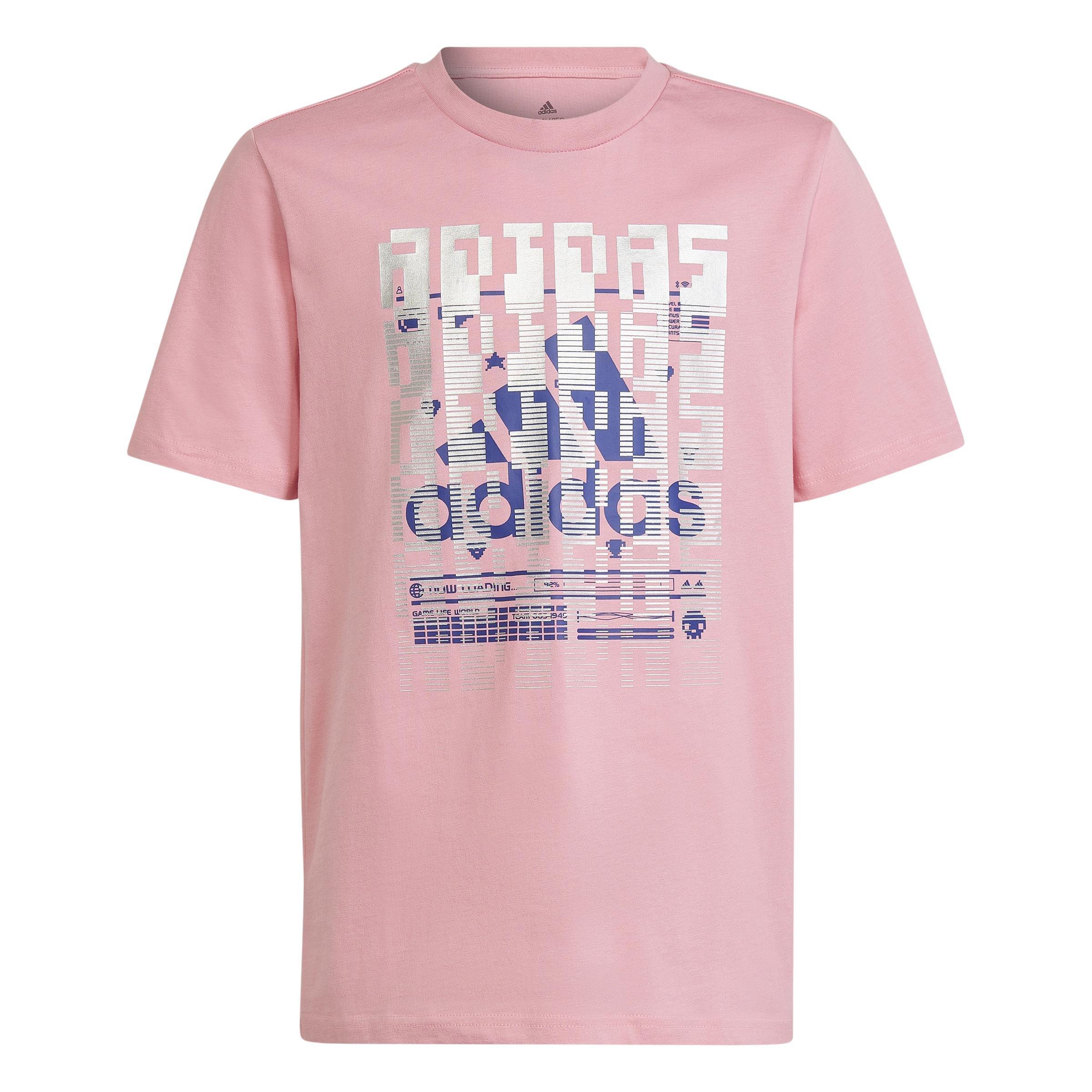 Unisex Kids Gaming Graphic T-Shirt, Pink, A901_ONE, large image number 0