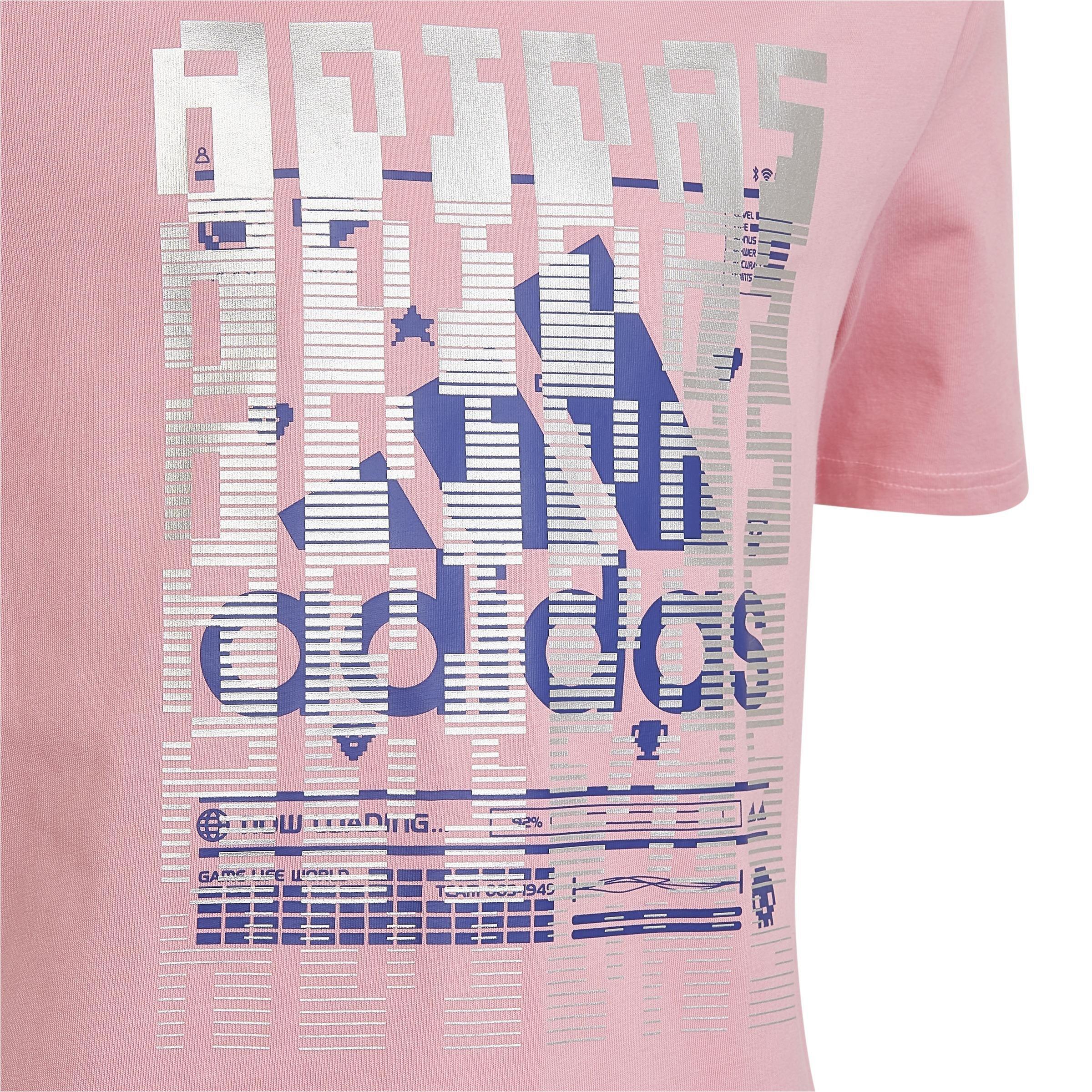 Unisex Kids Gaming Graphic T-Shirt, Pink, A901_ONE, large image number 5