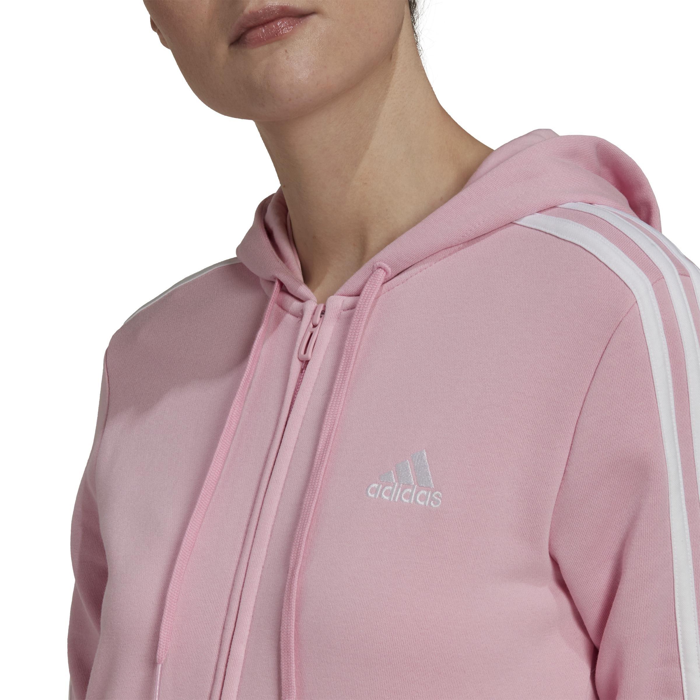 Essentials French Terry 3-Stripes Full-Zip Hoodie, Pink, , large image number 4