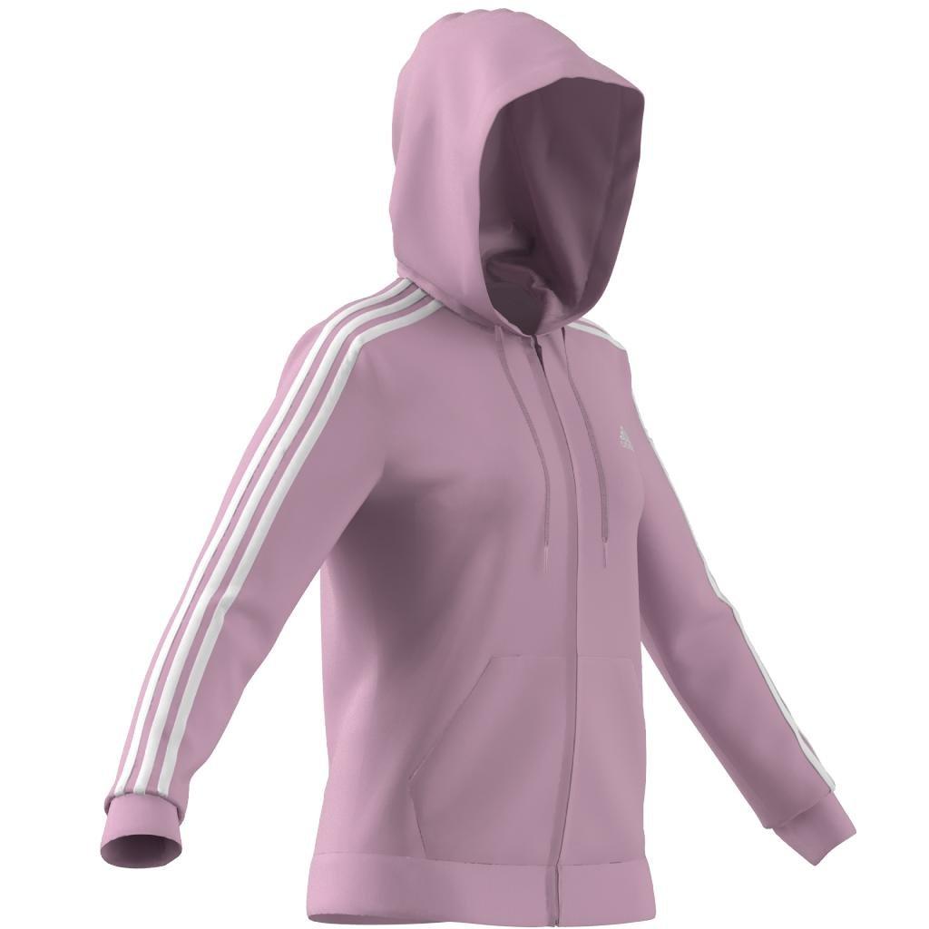Essentials French Terry 3-Stripes Full-Zip Hoodie, Pink, , large image number 6