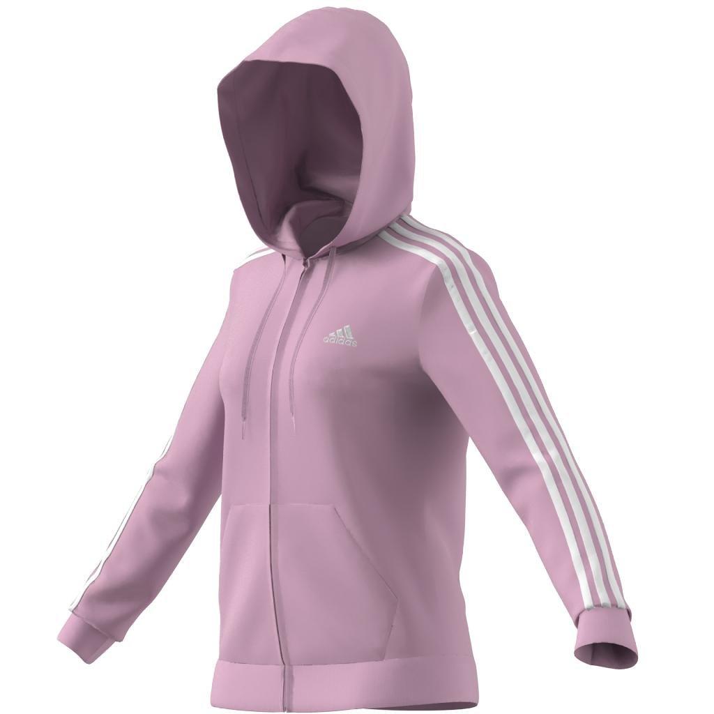 Essentials French Terry 3-Stripes Full-Zip Hoodie, Pink, , large image number 9