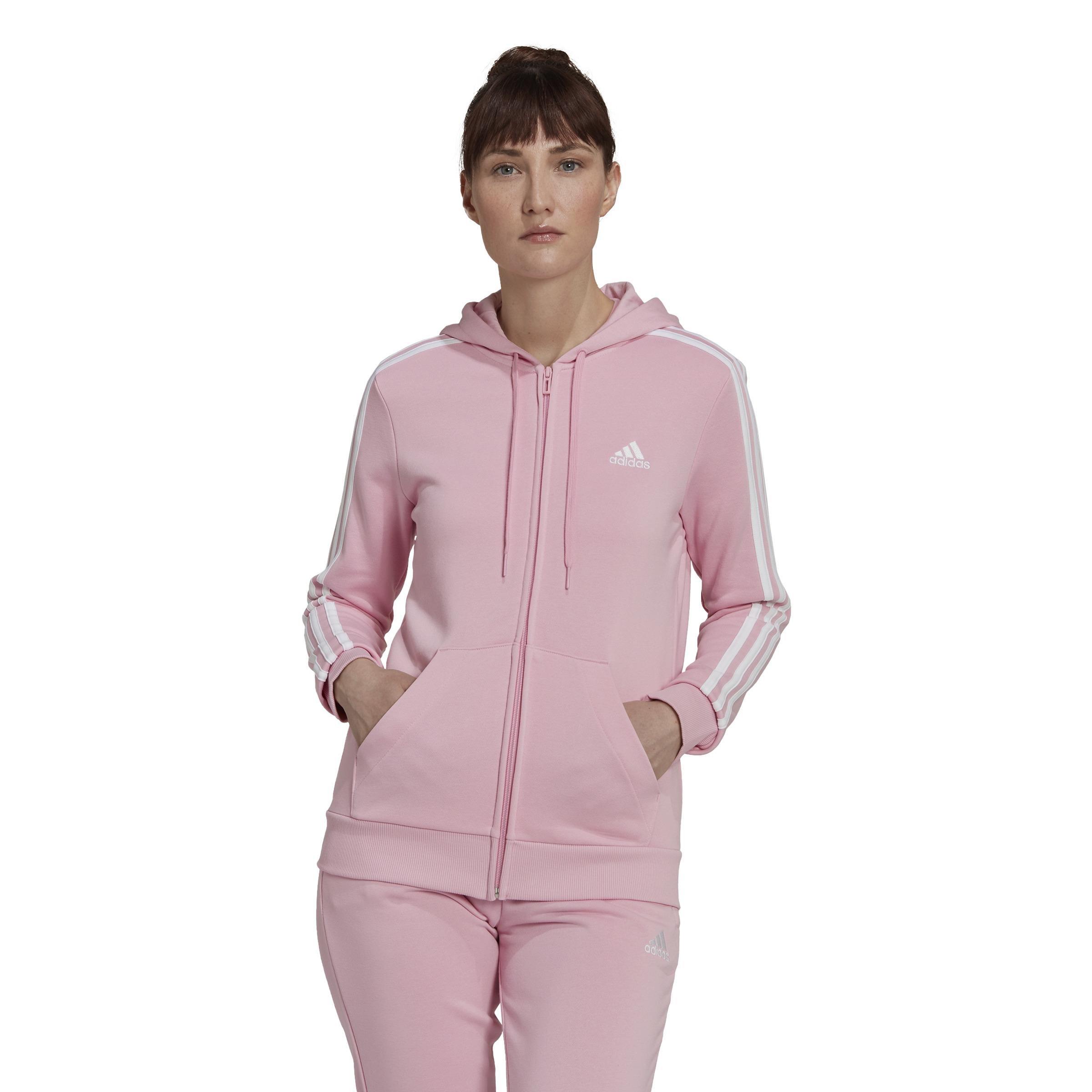 Essentials French Terry 3-Stripes Full-Zip Hoodie, Pink, , large image number 10