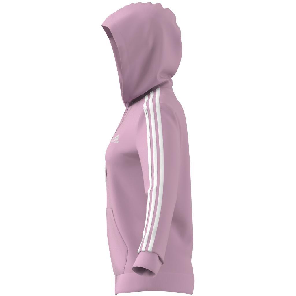 Essentials French Terry 3-Stripes Full-Zip Hoodie, Pink, , large image number 11