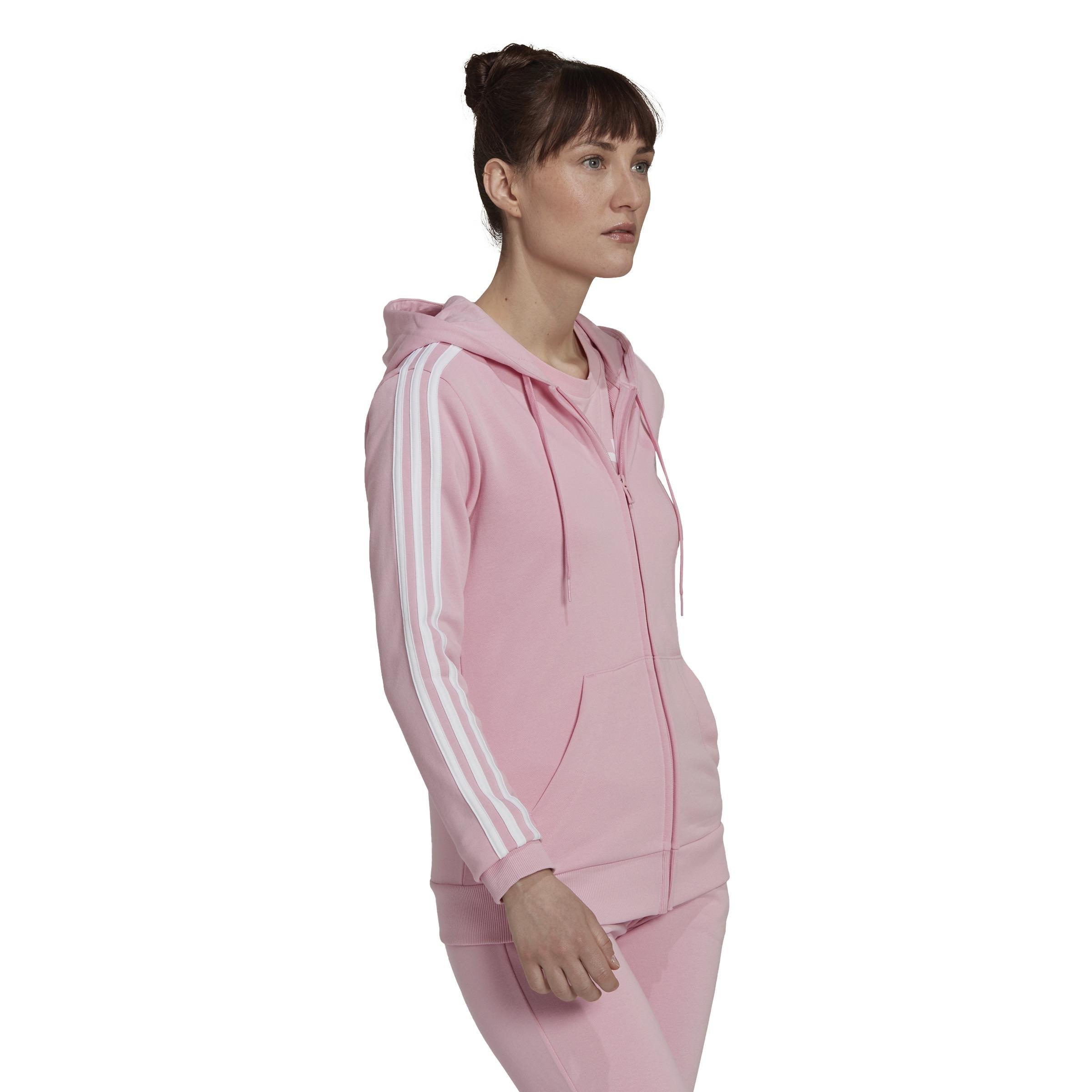 Essentials French Terry 3-Stripes Full-Zip Hoodie, Pink, , large image number 12