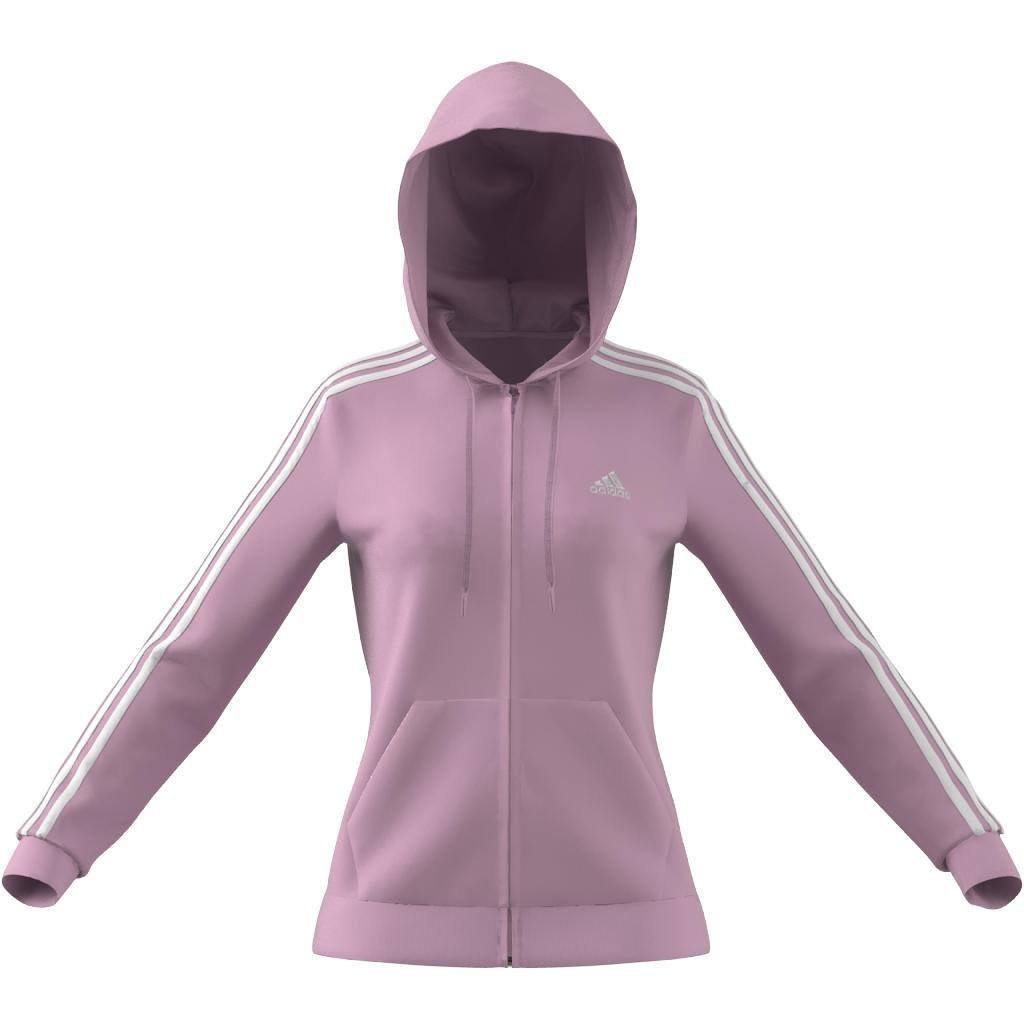 Essentials French Terry 3-Stripes Full-Zip Hoodie, Pink, , large image number 14