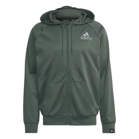 Men Aeroready Game And Go Small Logo Full-Zip Hoodie, Green, A901_ONE, large image number 1