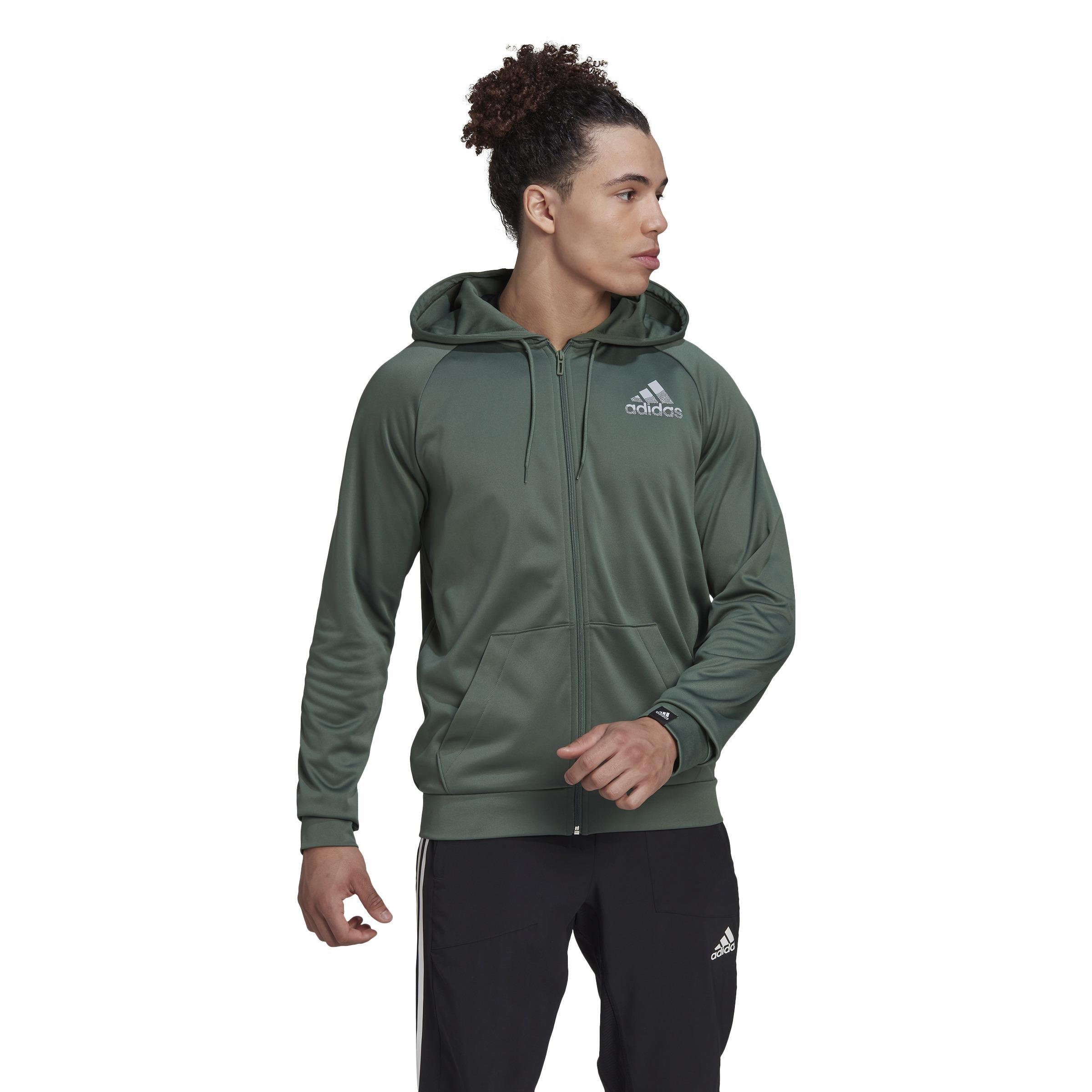 AEROREADY Game and Go Small Logo Full-Zip Hoodie, Green, A901_ONE, large image number 8