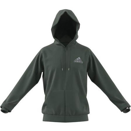 Men Aeroready Game And Go Small Logo Full-Zip Hoodie, Green, A901_ONE, large image number 9