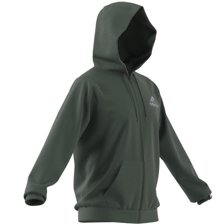 Men Aeroready Game And Go Small Logo Full-Zip Hoodie, Green, A901_ONE, large image number 13