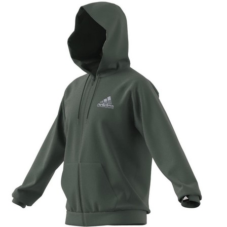 Men Aeroready Game And Go Small Logo Full-Zip Hoodie, Green, A901_ONE, large image number 14