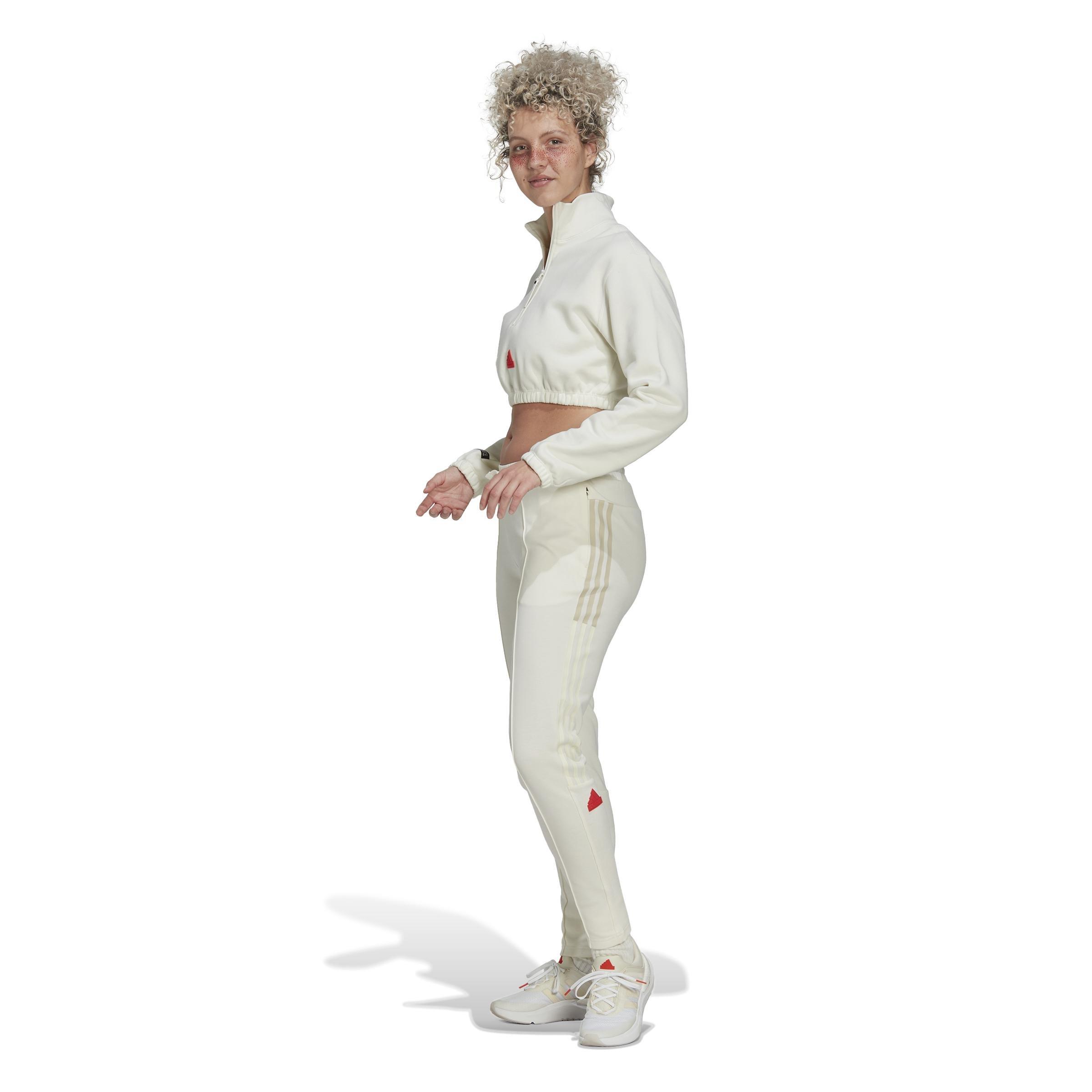 Cropped Half-Zip Sweatshirt, White, , large image number 2