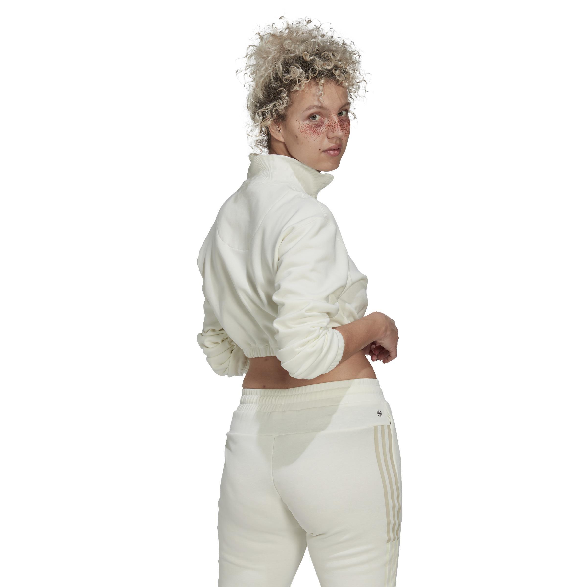 Cropped Half-Zip Sweatshirt, White, , large image number 3
