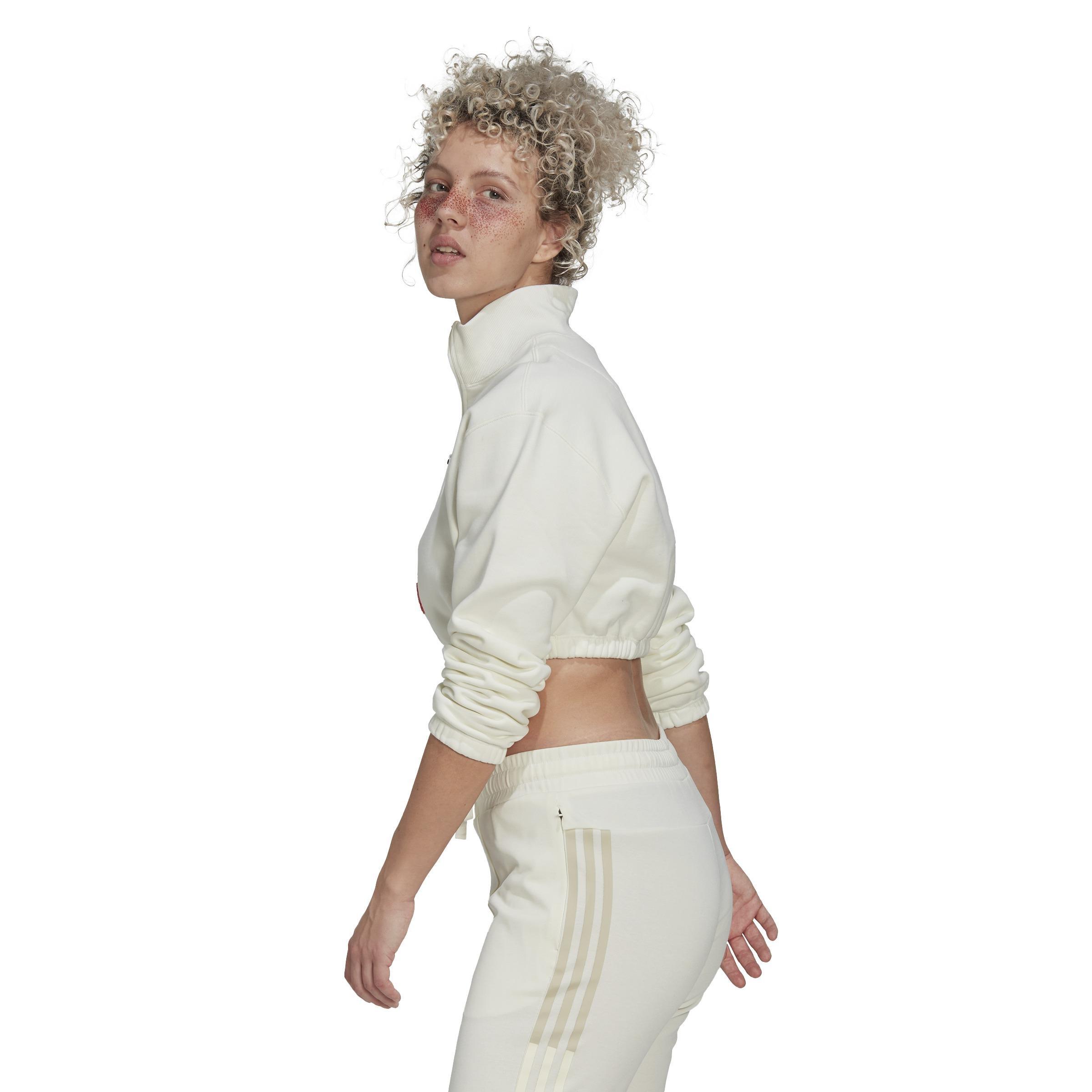 Cropped Half-Zip Sweatshirt, White, , large image number 4