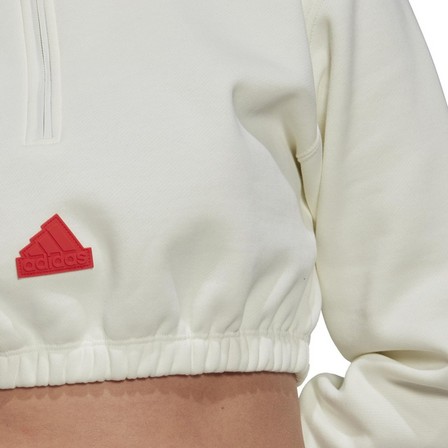 Women Cropped Half-Zip Sweatshirt, White, A901_ONE, large image number 4