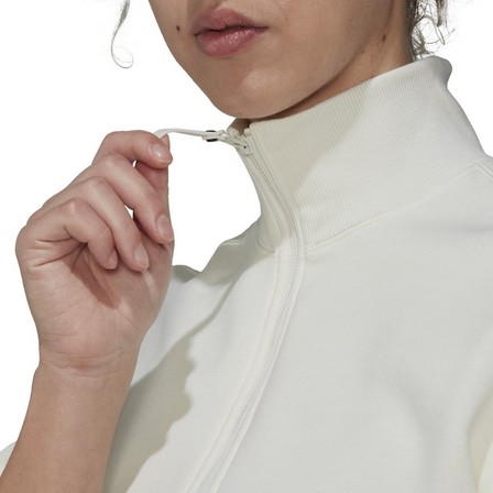 Women Cropped Half-Zip Sweatshirt, White, A901_ONE, large image number 5