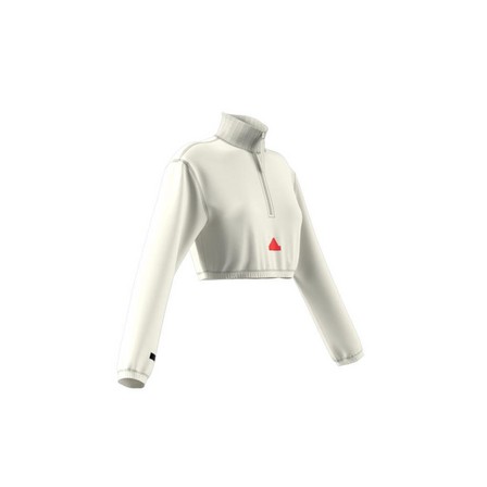 Women Cropped Half-Zip Sweatshirt, White, A901_ONE, large image number 9