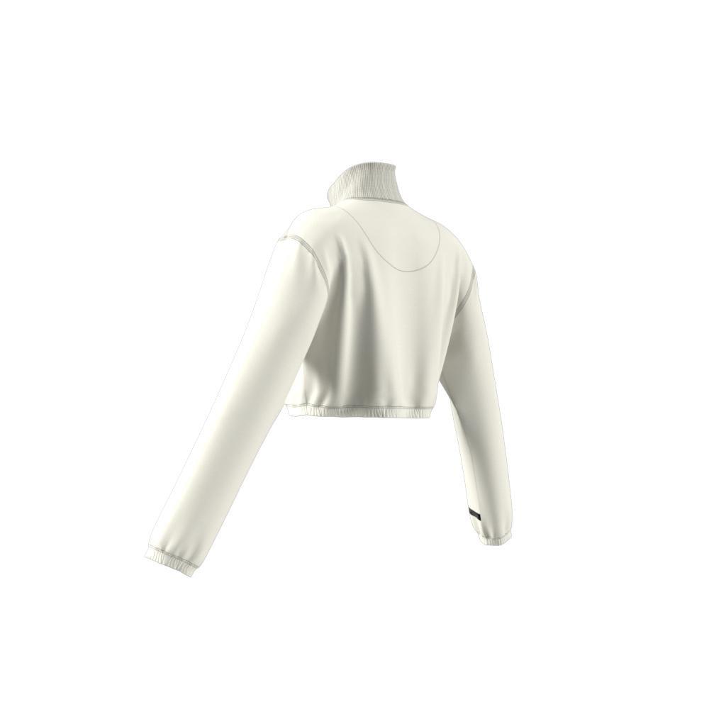 Cropped Half-Zip Sweatshirt, White, , large image number 11