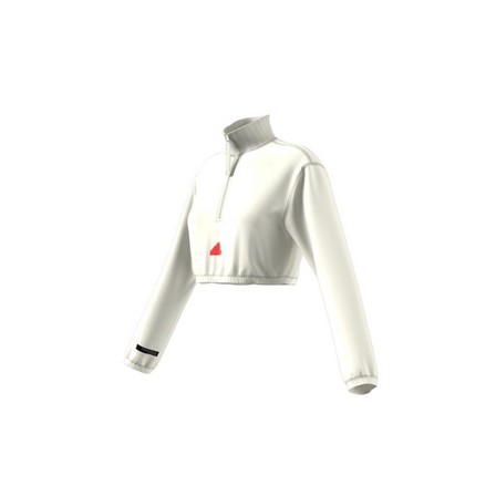 Women Cropped Half-Zip Sweatshirt, White, A901_ONE, large image number 13