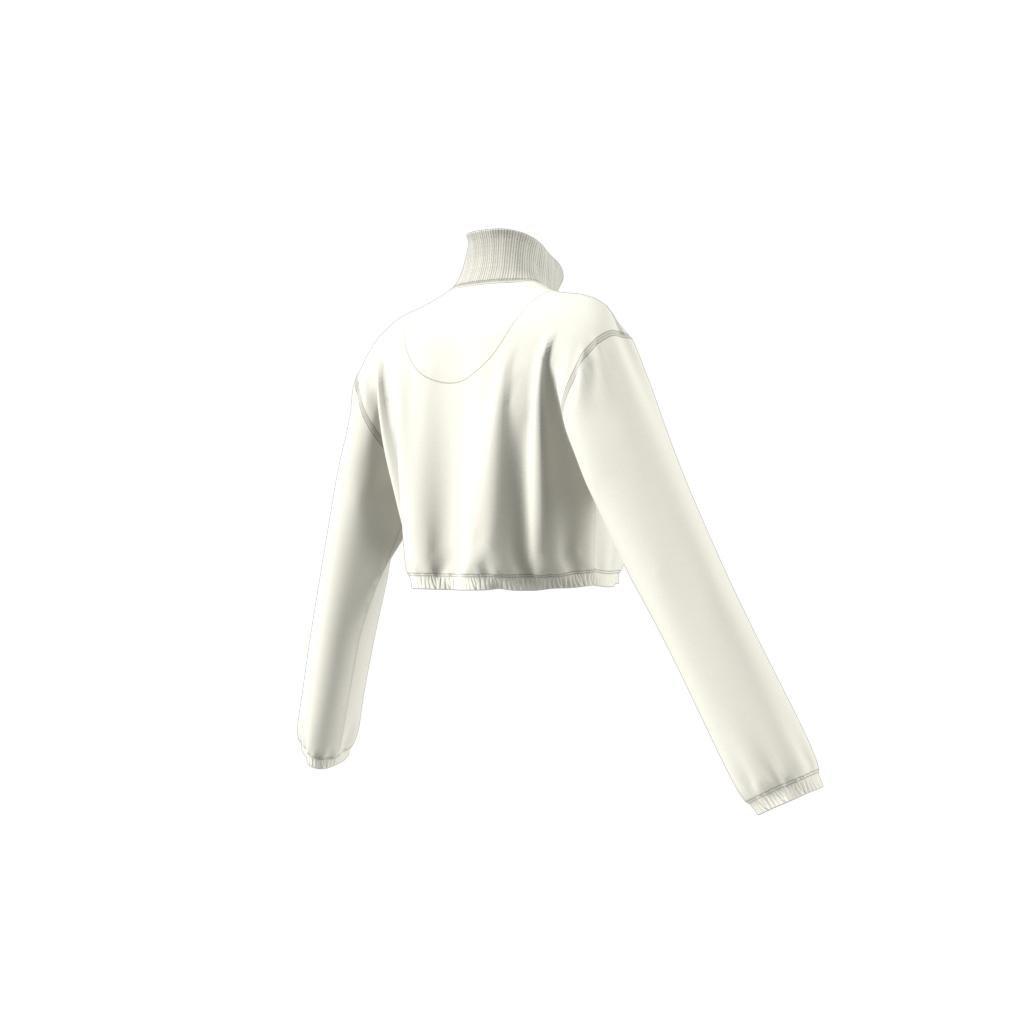 Cropped Half-Zip Sweatshirt, White, , large image number 14
