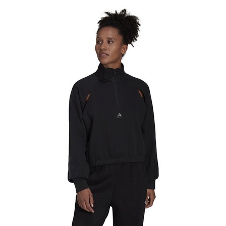 Women Hyperglam Fleece Sweatshirt, Black, A901_ONE, large image number 0