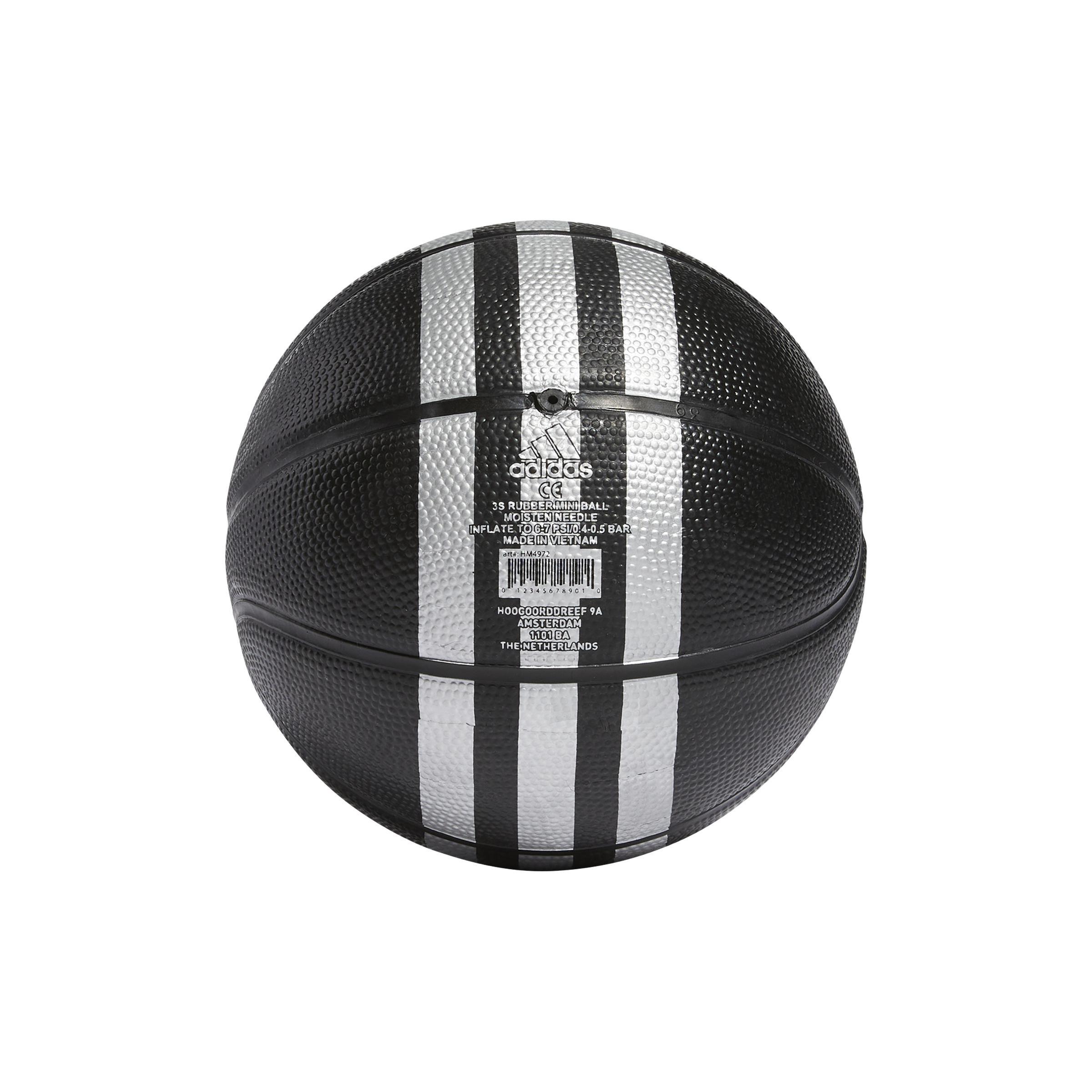 Unisex 3-Stripes Rubber Mini Basketball, Black, A901_ONE, large image number 1