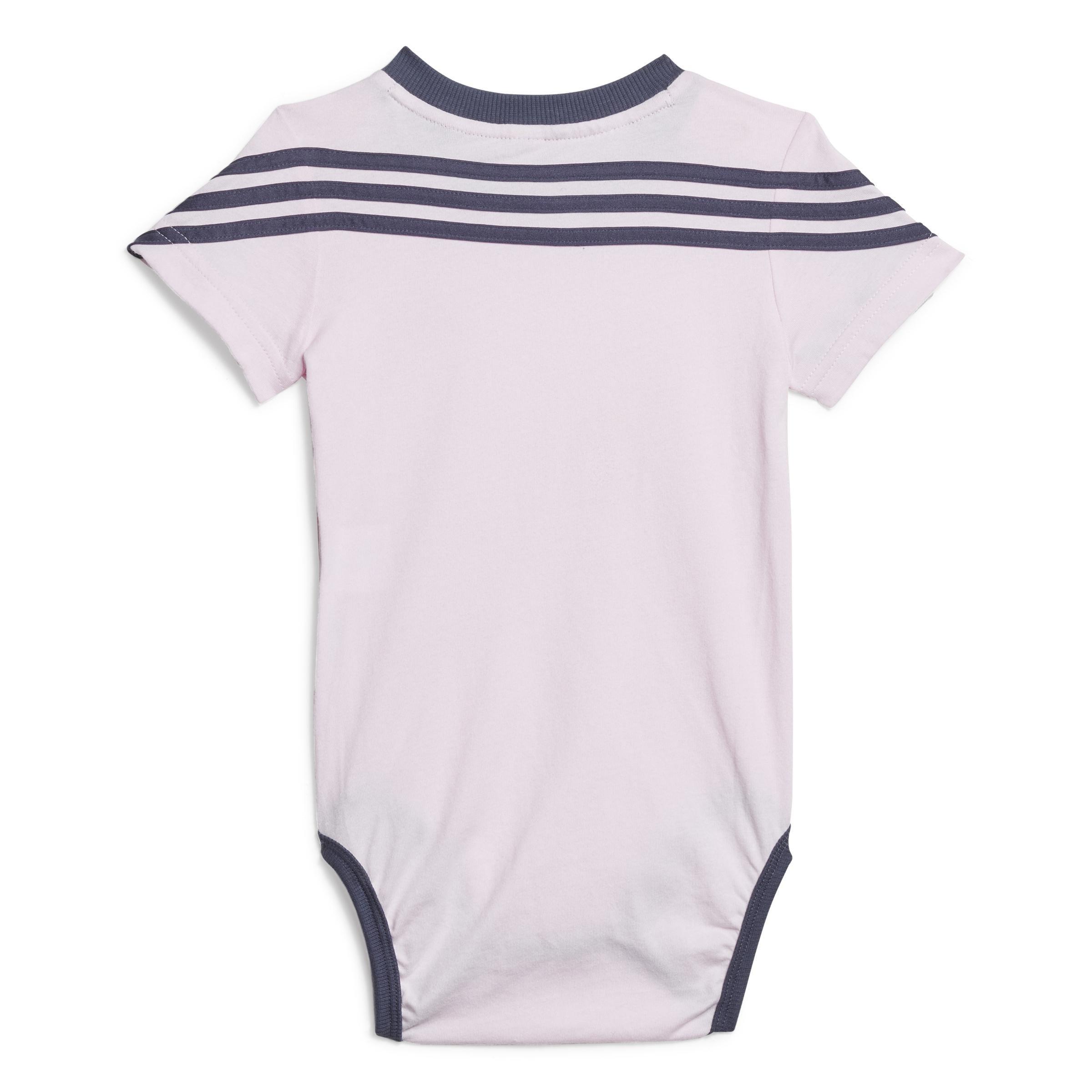 Unisex 3-Stripes Onesie With Bib, Pink, A901_ONE, large image number 2