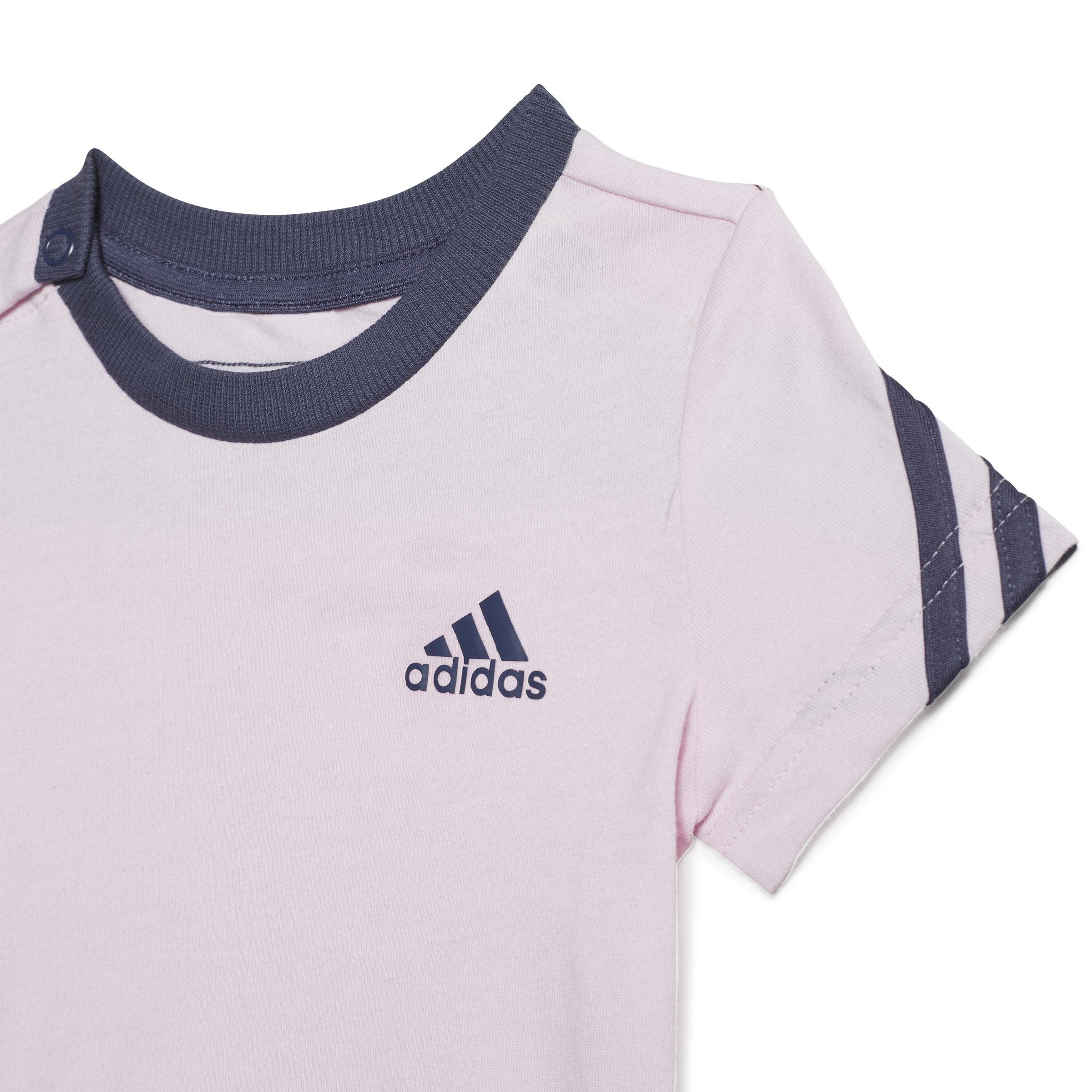 Unisex 3-Stripes Onesie With Bib, Pink, A901_ONE, large image number 3