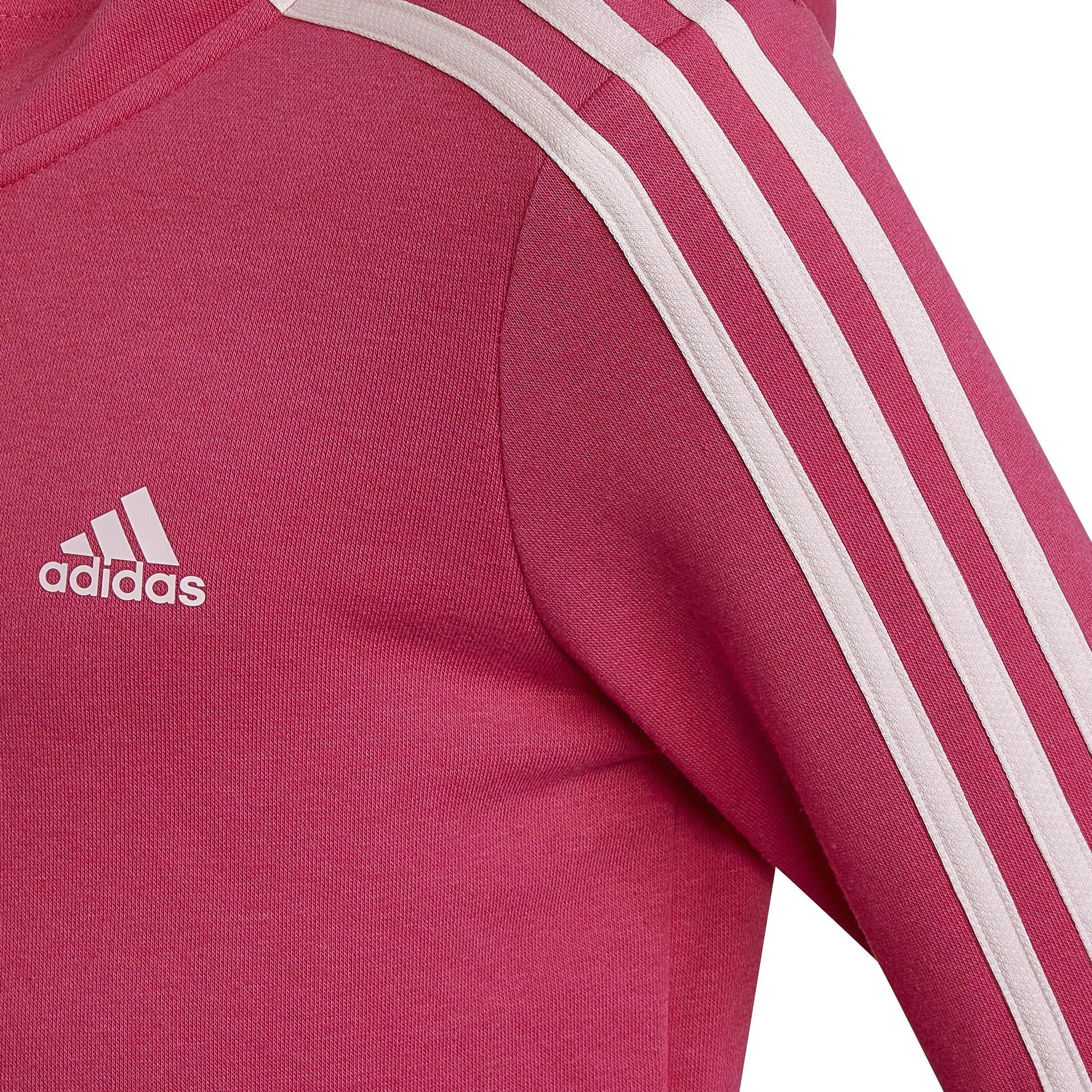 Kids Adidas Essentials 3-Stripes Full-Zip Hoodie, Pink, , large image number 3
