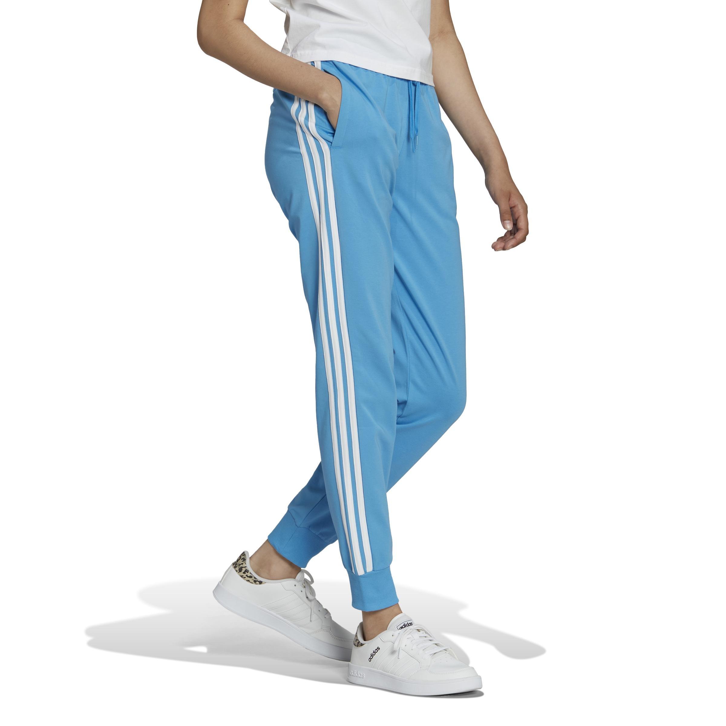 Essentials Single Jersey 3-Stripes Joggers, Blue, A901_ONE, large image number 14