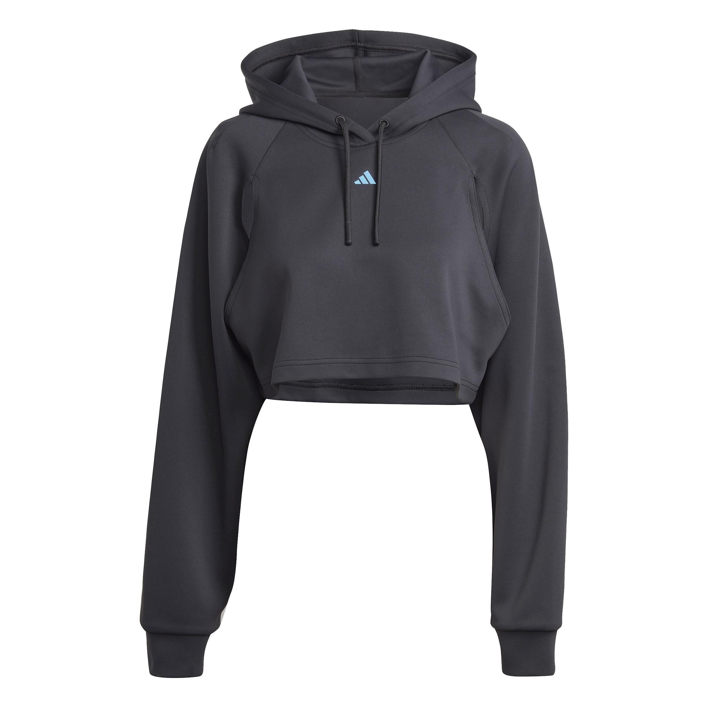 Hiit Aeroready Crop Training Hoodie, Black, A901_ONE, large image number 0