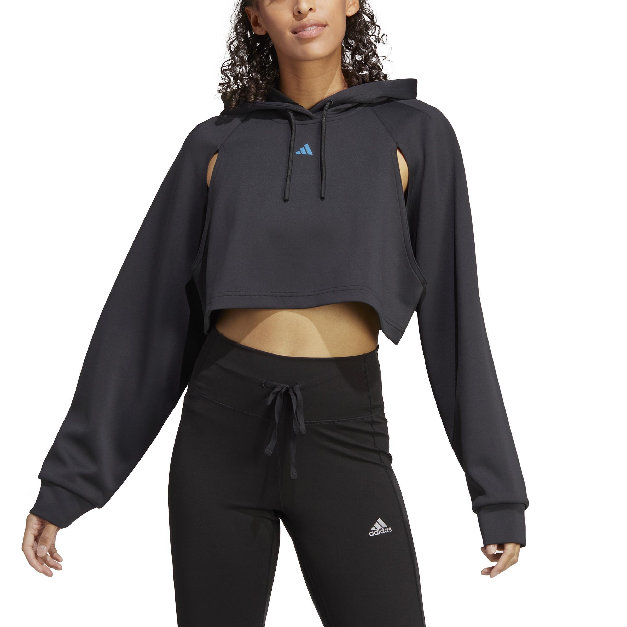 Hiit Aeroready Crop Training Hoodie, Black, A901_ONE, large image number 1