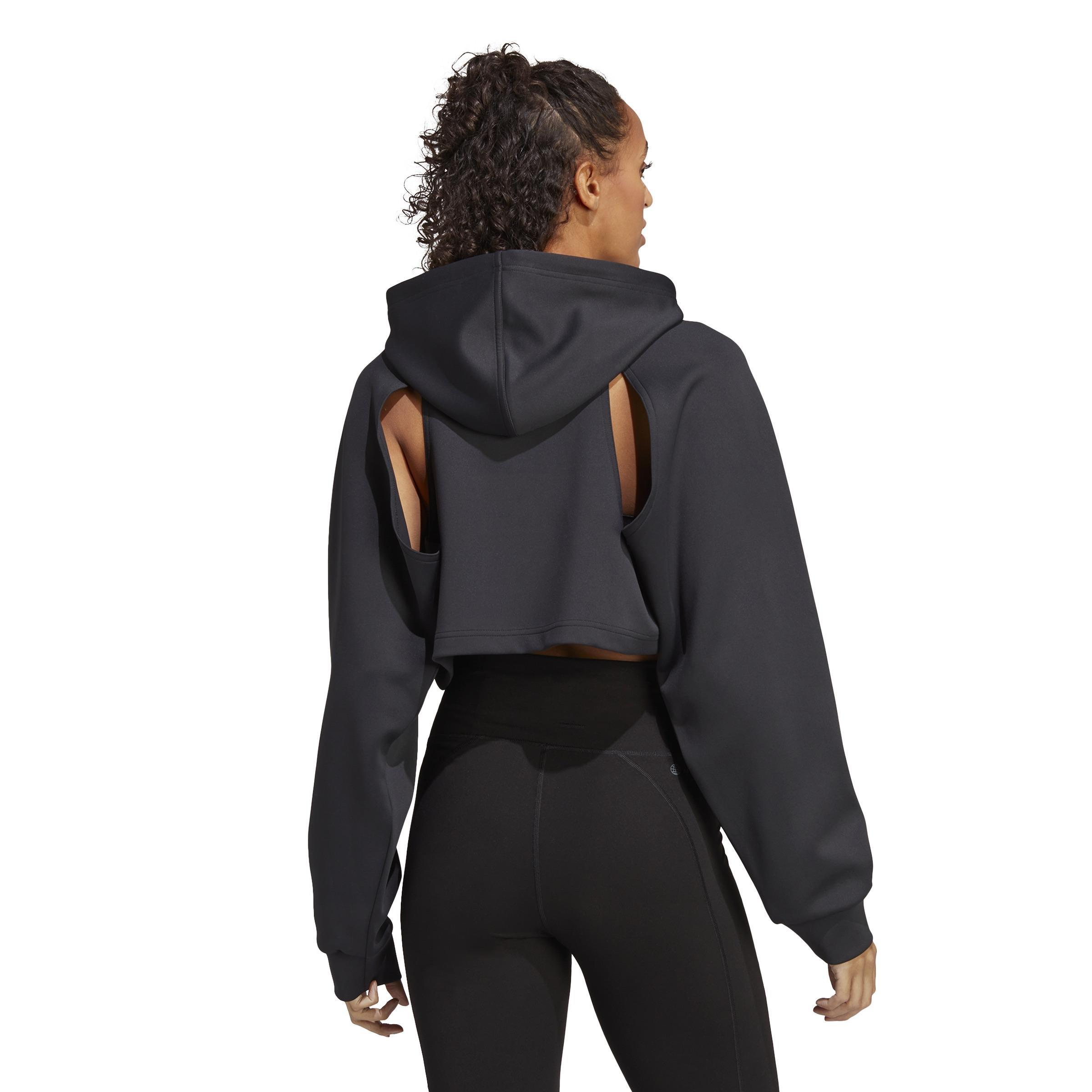Hiit Aeroready Crop Training Hoodie, Black, A901_ONE, large image number 3