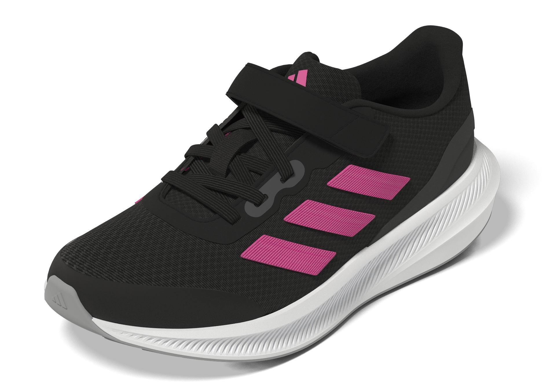 Unisex Kids RunFalcon 3.0 Elastic Lace Top Strap Shoes, Black, , large image number 7