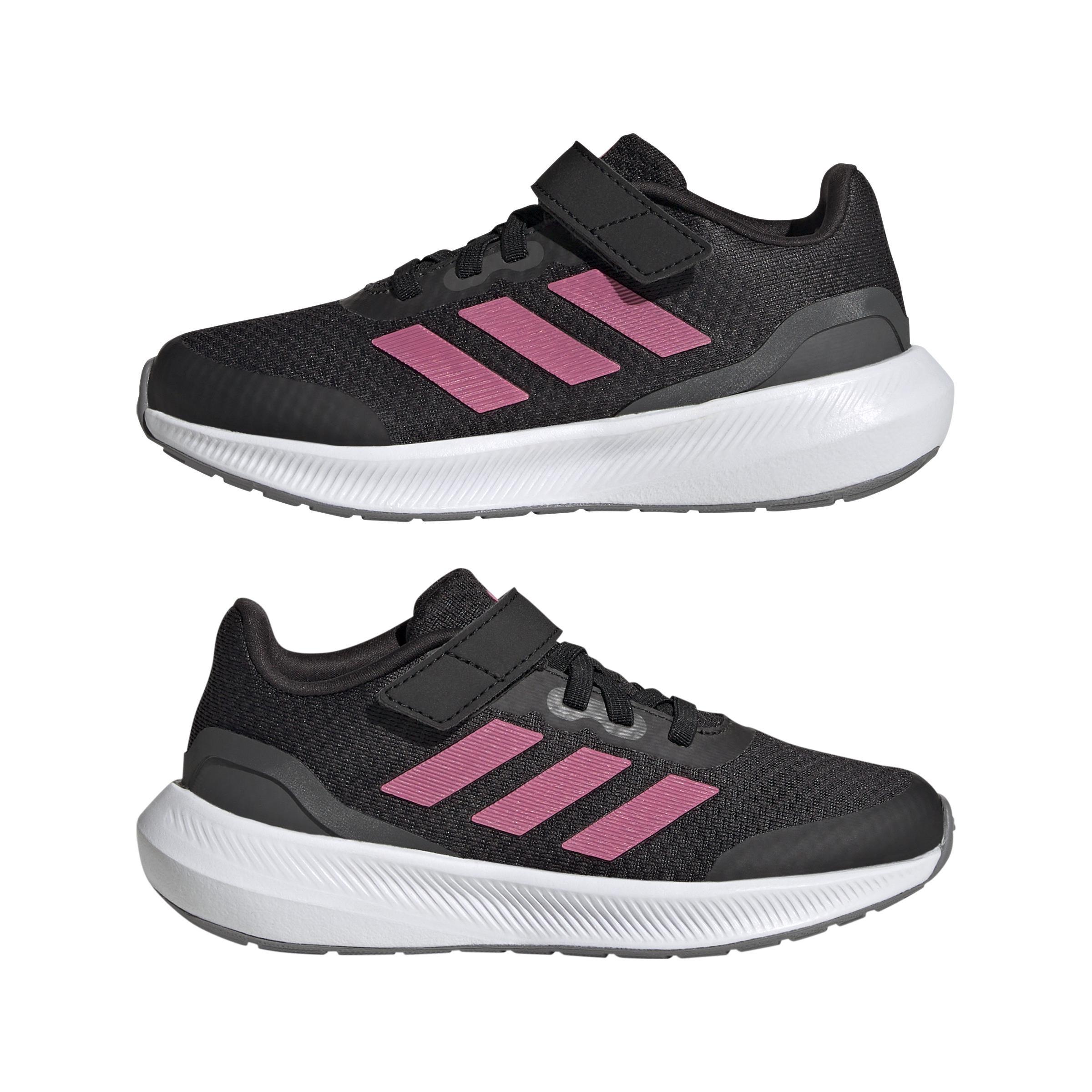 Unisex Kids RunFalcon 3.0 Elastic Lace Top Strap Shoes, Black, , large image number 12