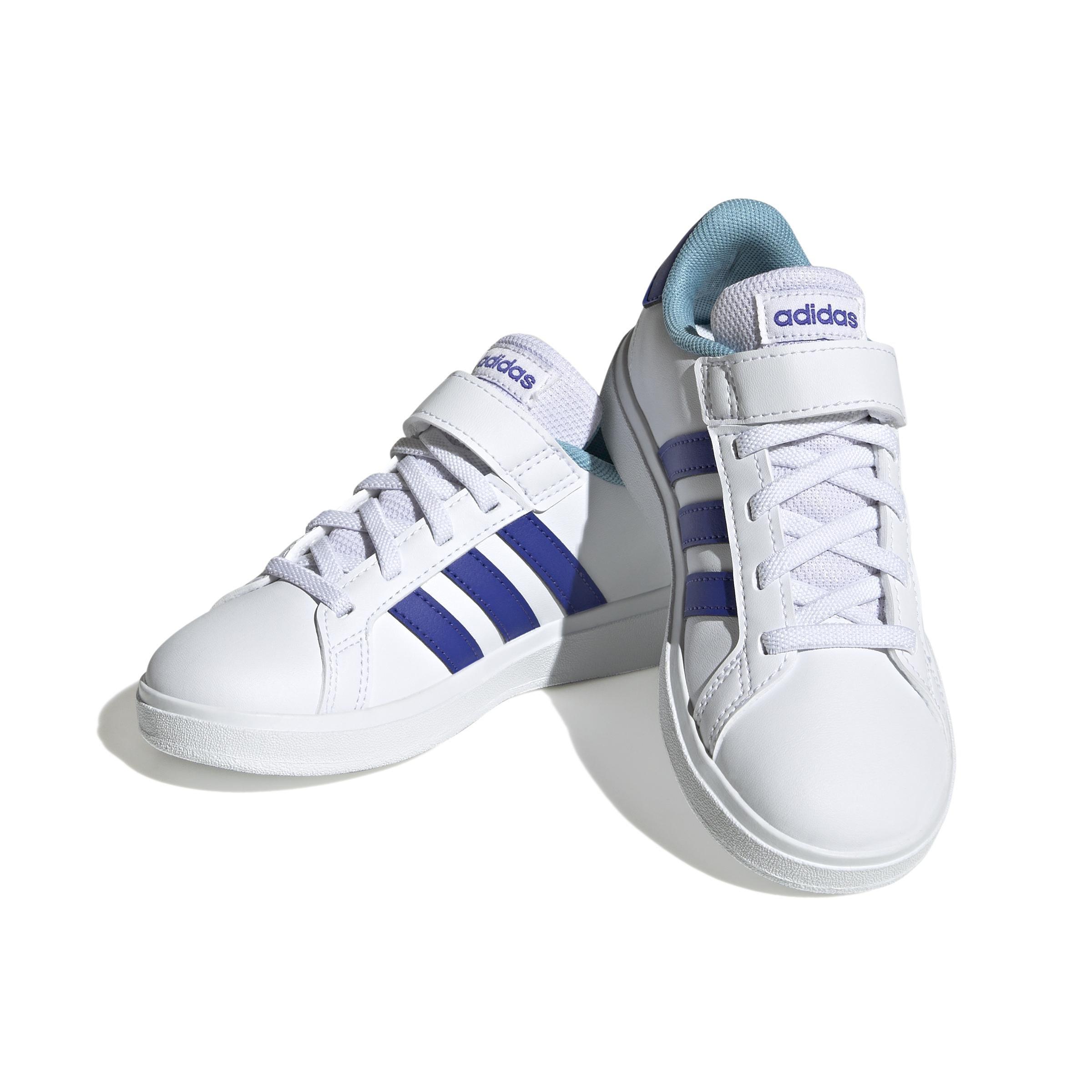 Unisex Kids Grand Court Elastic Lace And Top Strap Shoes, White, , large image number 0