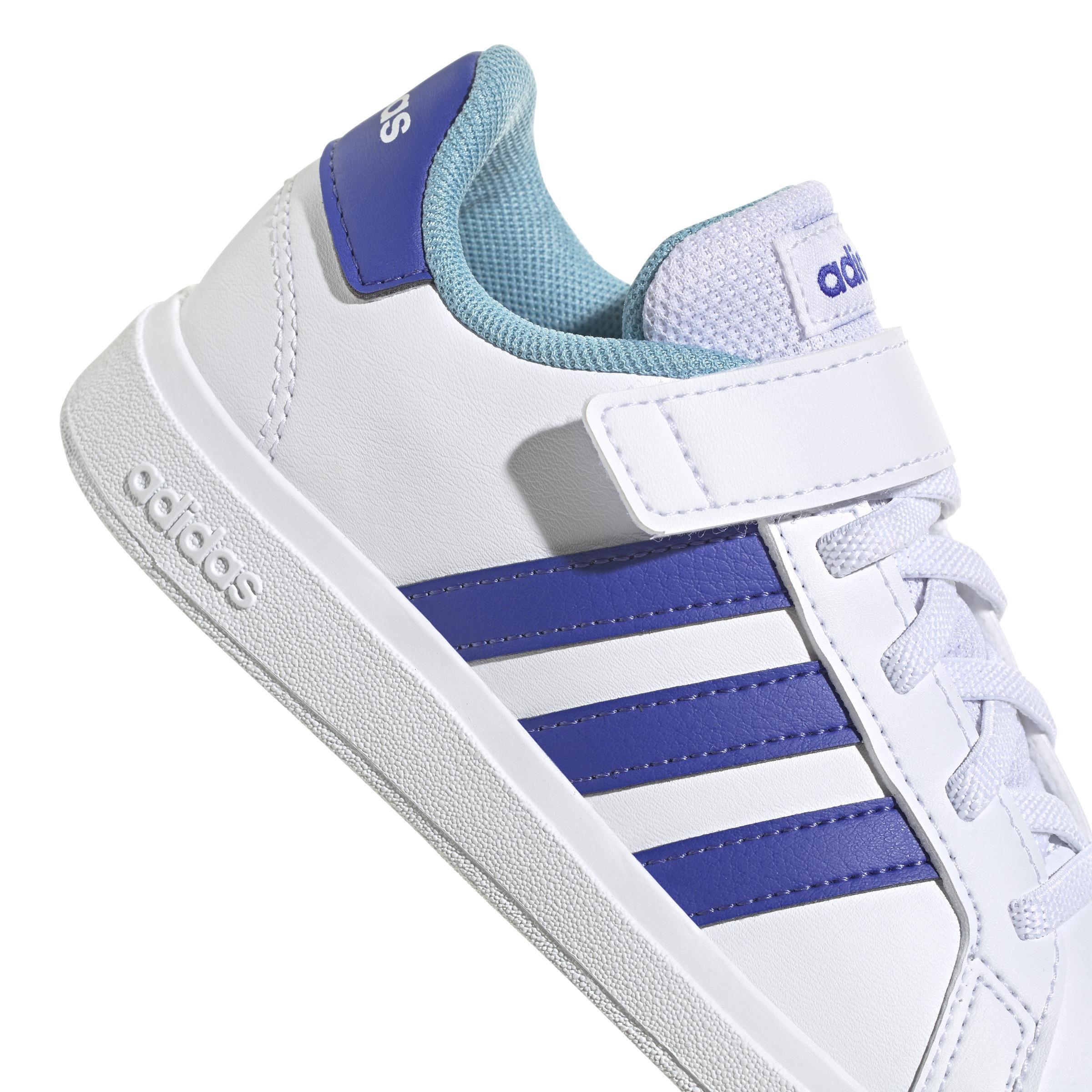 Unisex Kids Grand Court Elastic Lace And Top Strap Shoes, White, A901_ONE, large image number 3