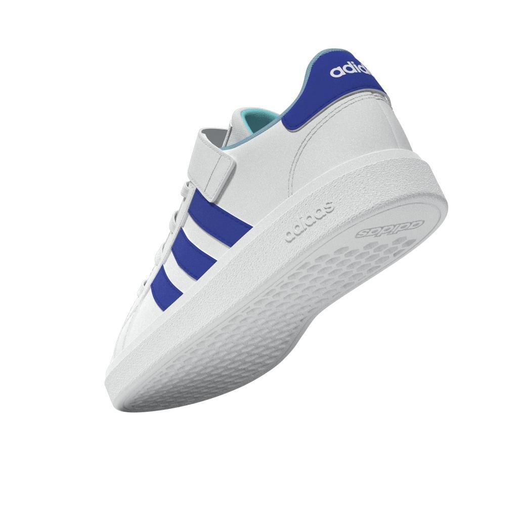 Unisex Kids Grand Court Elastic Lace And Top Strap Shoes, White, , large image number 4