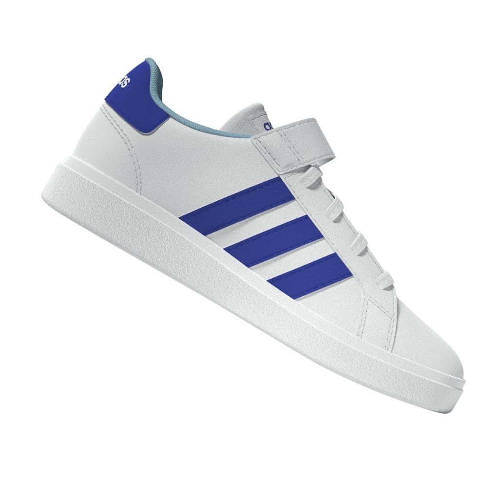 Unisex Kids Grand Court Elastic Lace And Top Strap Shoes, White, , large image number 6