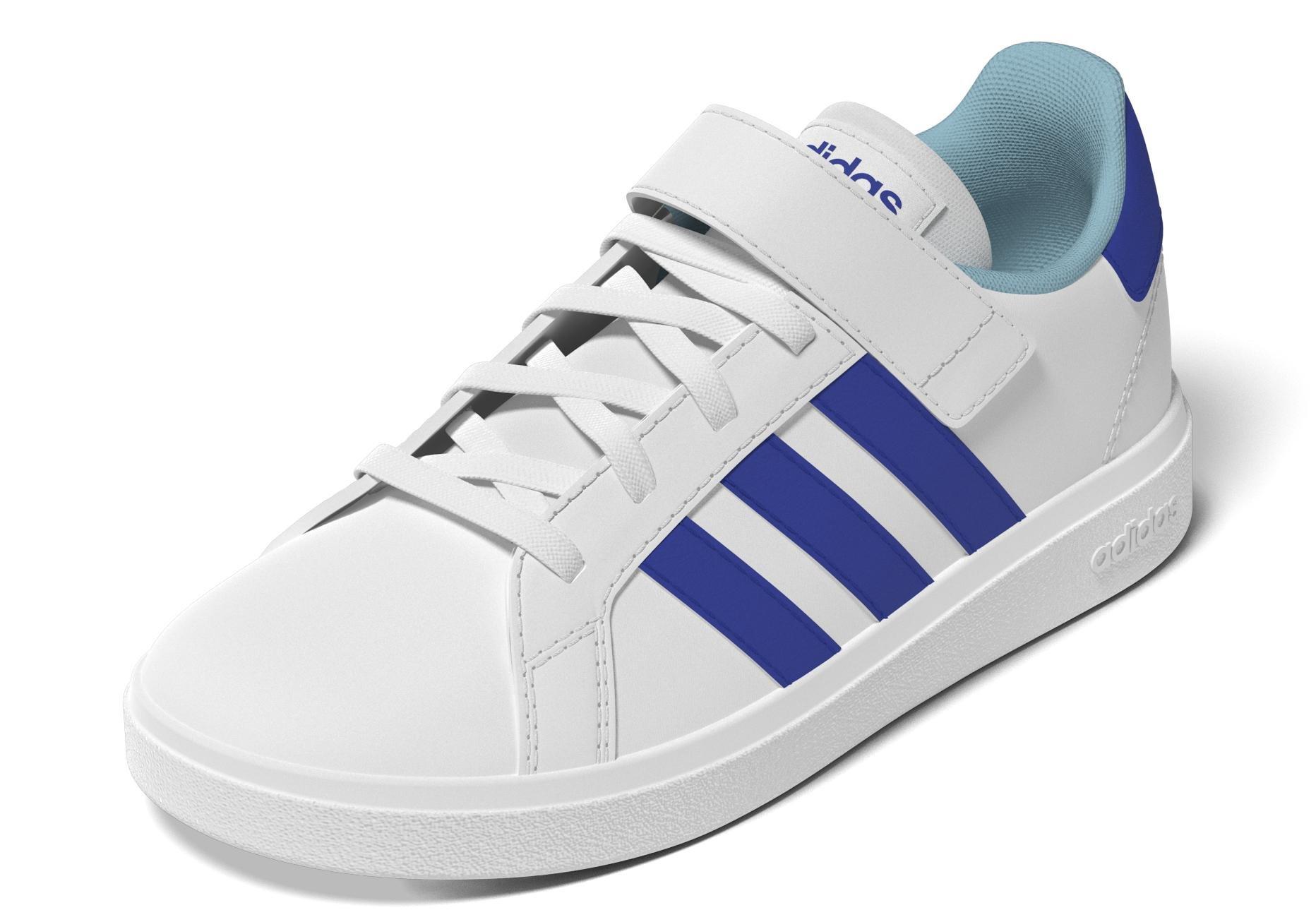 Unisex Kids Grand Court Elastic Lace And Top Strap Shoes, White, , large image number 9