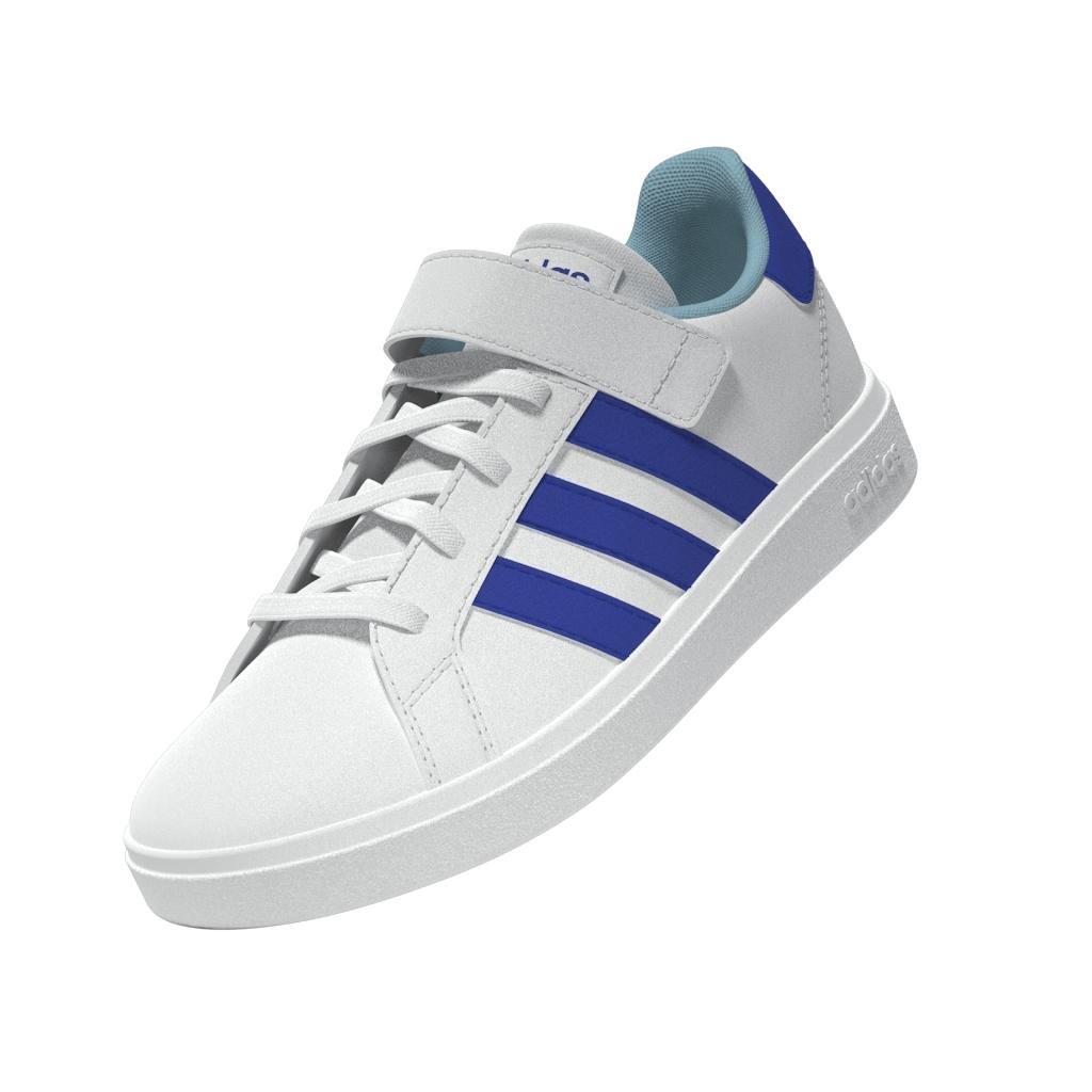 Unisex Kids Grand Court Elastic Lace And Top Strap Shoes, White, , large image number 10