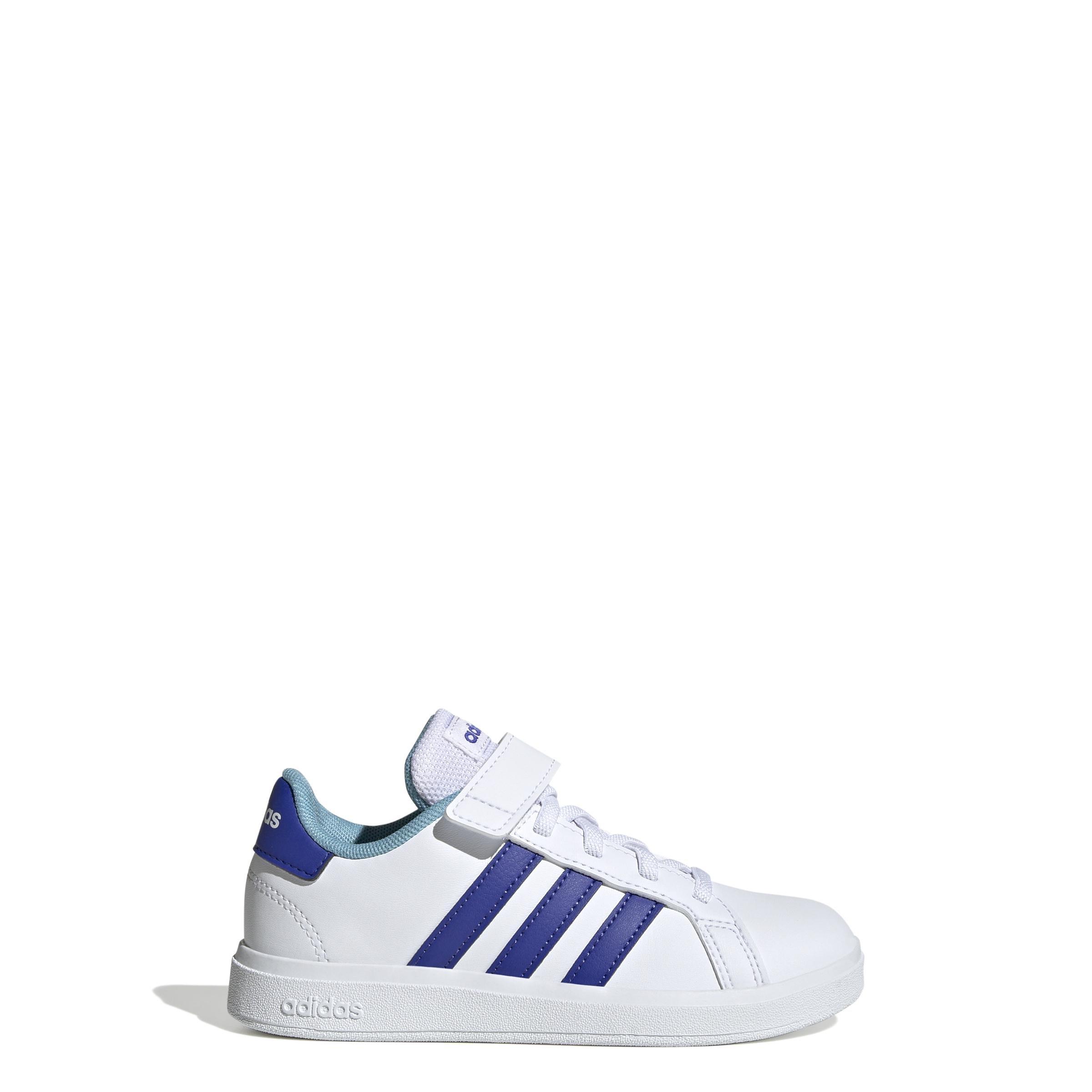 Unisex Kids Grand Court Elastic Lace And Top Strap Shoes, White, , large image number 12