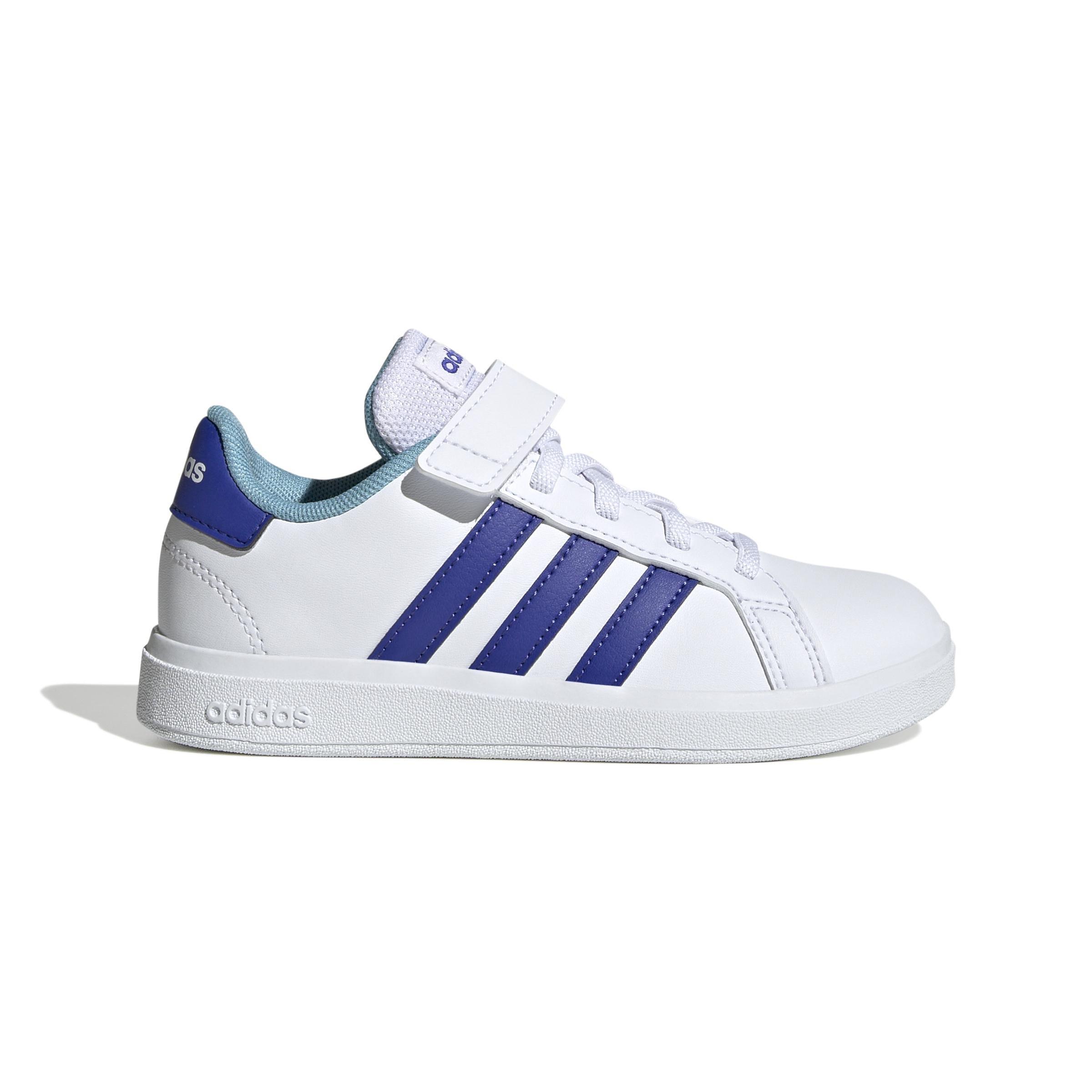 Unisex Kids Grand Court Elastic Lace And Top Strap Shoes, White, , large image number 14