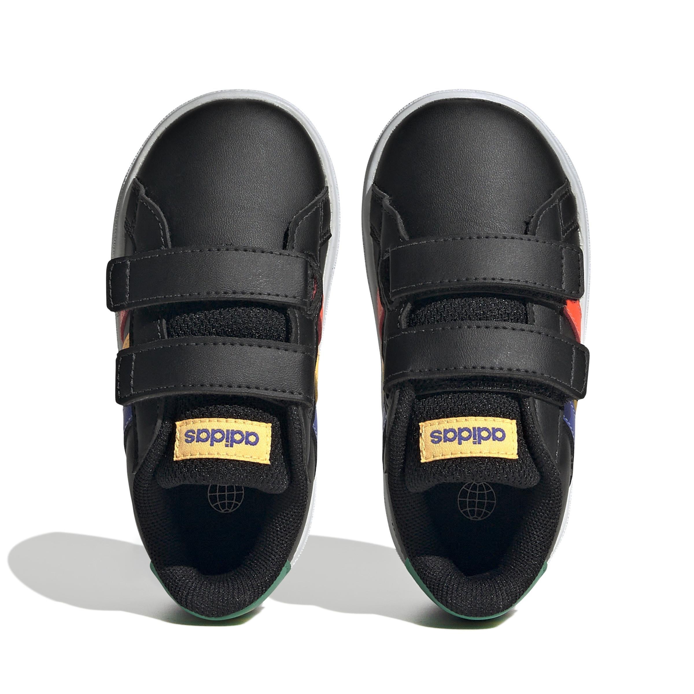 Unisex Kids Grand Court Lifestyle Hook and Loop Shoes, Black, , large image number 5
