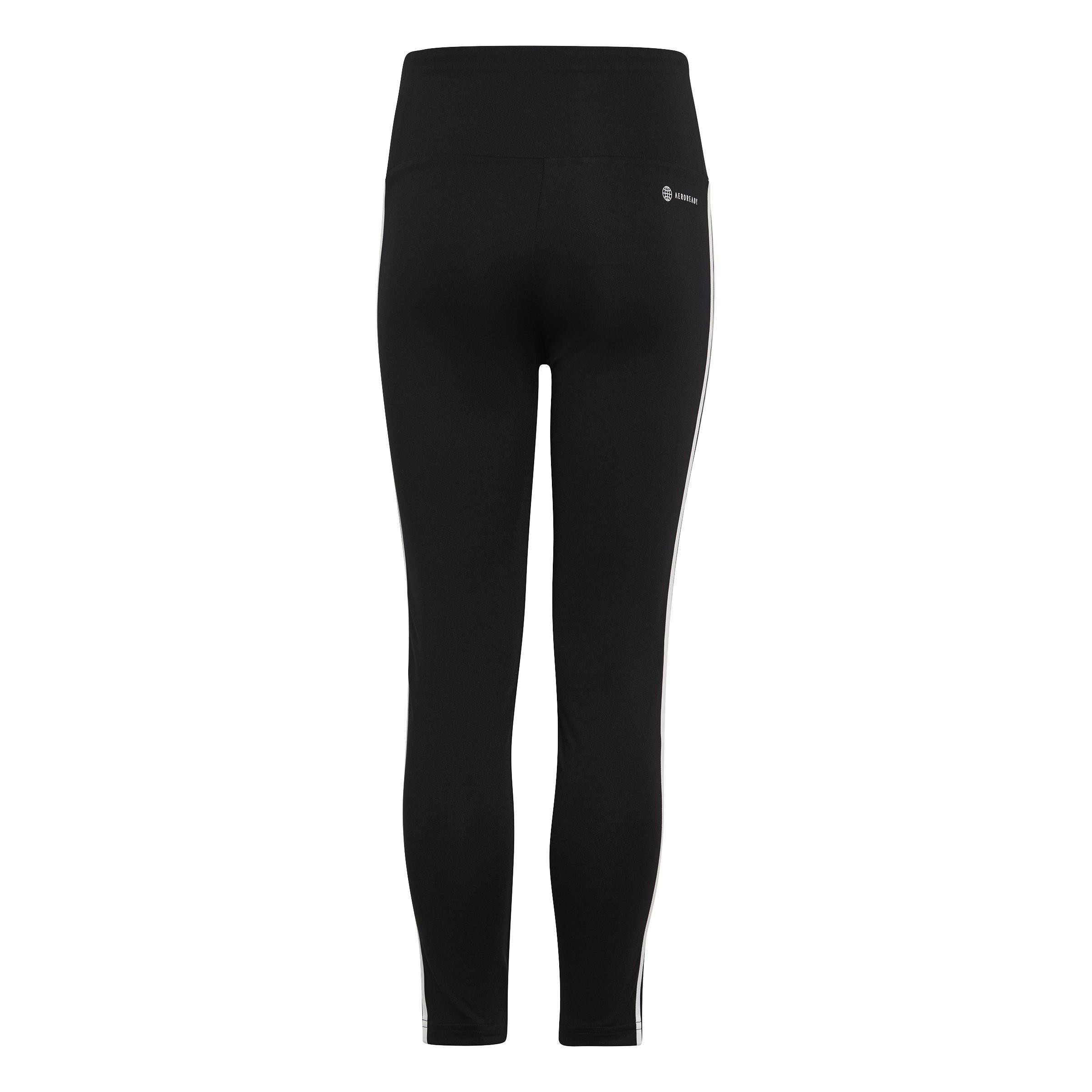 Kids Essentials AEROREADY 3-Stripes High-Waisted Leggings, Black, , large image number 2