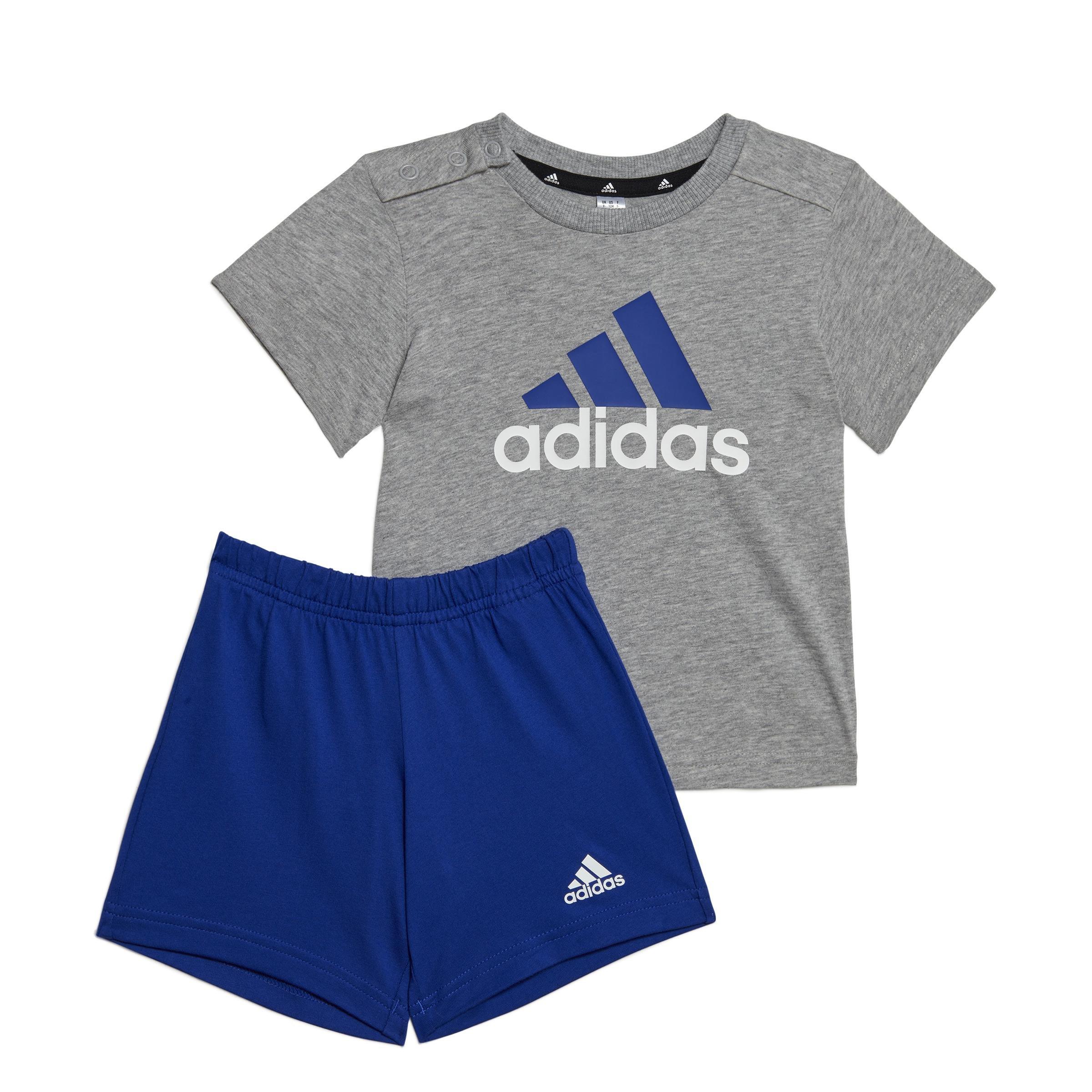 Unisex Kids Organic Cotton Tee And Shorts Set, Grey, A901_ONE, large image number 0