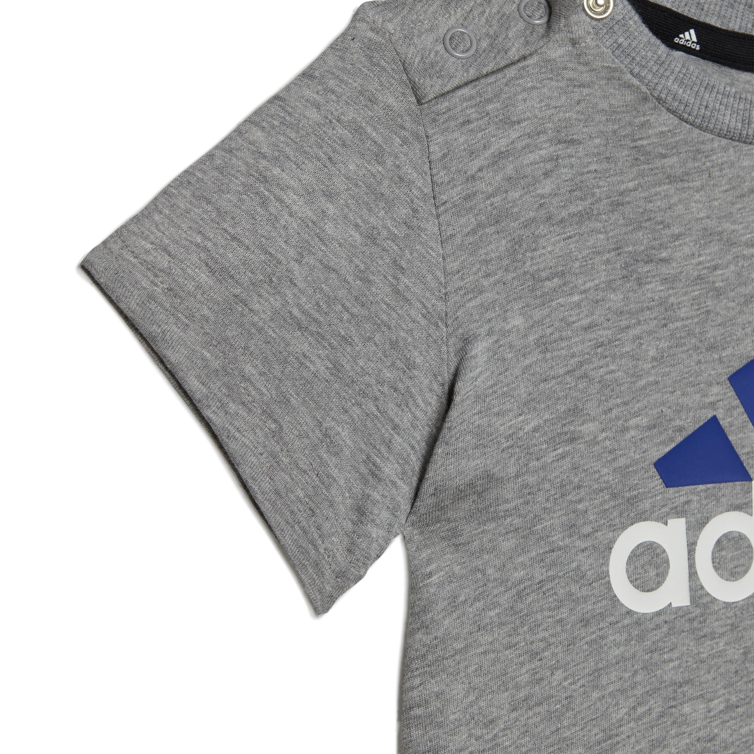 Unisex Kids Organic Cotton Tee And Shorts Set, Grey, A901_ONE, large image number 4